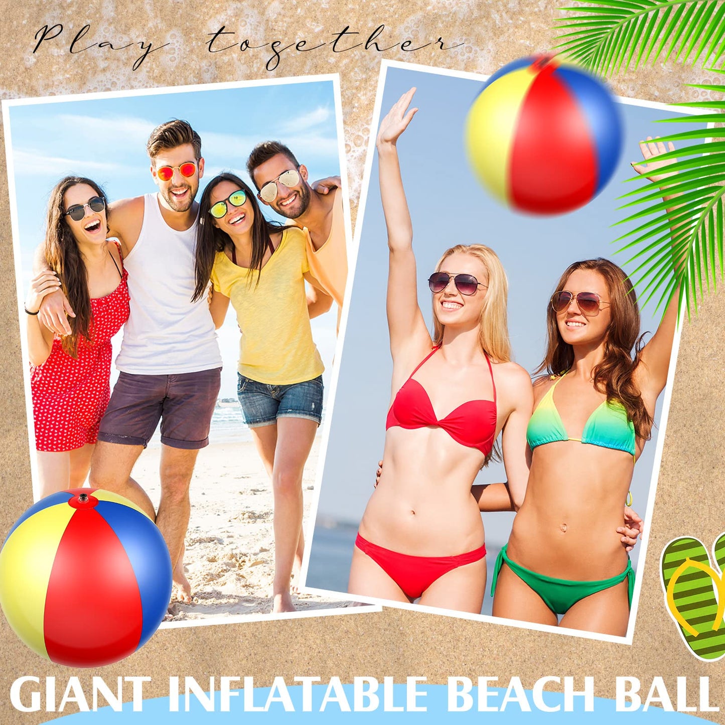 78 Inch Giant Beach Ball Jumbo Inflatable Balls Oversized Adult Beach Toys Plastic Huge Water Balls for Swimming Pool Summer Beach Seaside Water Games Outdoor Indoor Party
