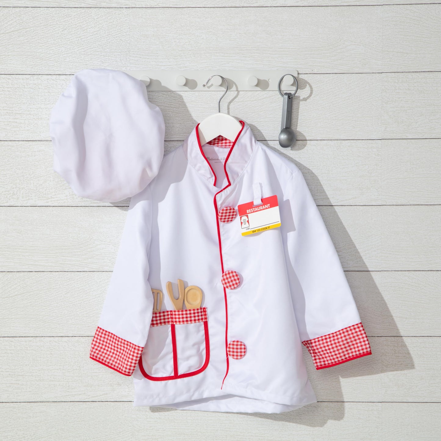 Melissa & Doug Chef Costume, Pretend Play Dress Up Set (8-Pc) Chef's Jacket, Hat, & Accessories, Role Play Toys for Kids 3+