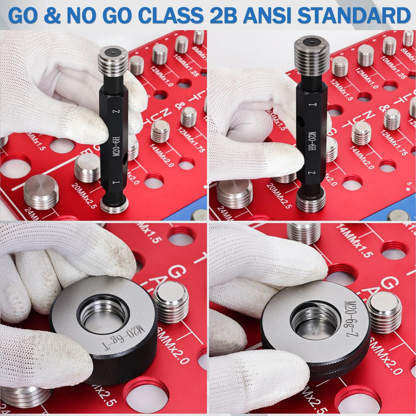 44 Nut and Bolt Thread Checker, 2 in 1 Bolt and Nut Identifier Gauge, Bolt Size and Thread Gauge with Metric and Standard,Inch and Centimeter Double Scale (Red + Blue)