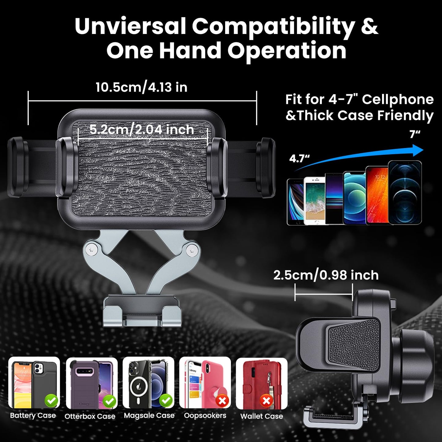 Kaishengyuan Upgraded Metal Phone Mount for Ram Truck 2019+, Dash Mount Cell Phone Holder Compatible with Dodge RAM 1500/2500/3500 & TRX, 360° Adjustable Adapter Phone Stand Fit for Most Smartphones