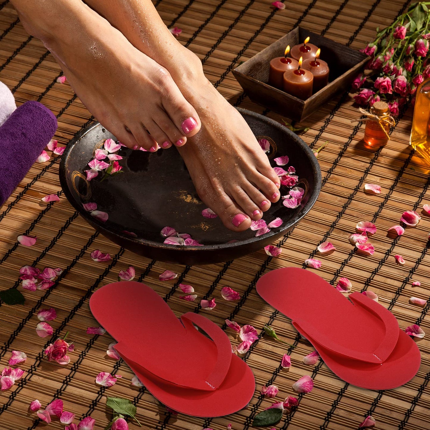 90 Pairs Pedicure Slippers Disposable Flip Flops Foam Multi Color Pedicure Sandals Bulk Spa Party Disposable Pedicure Kit Supplies for Guests Salon Nail Foot Women Men, 6 Colors, 4.53 x 10.43 Inches