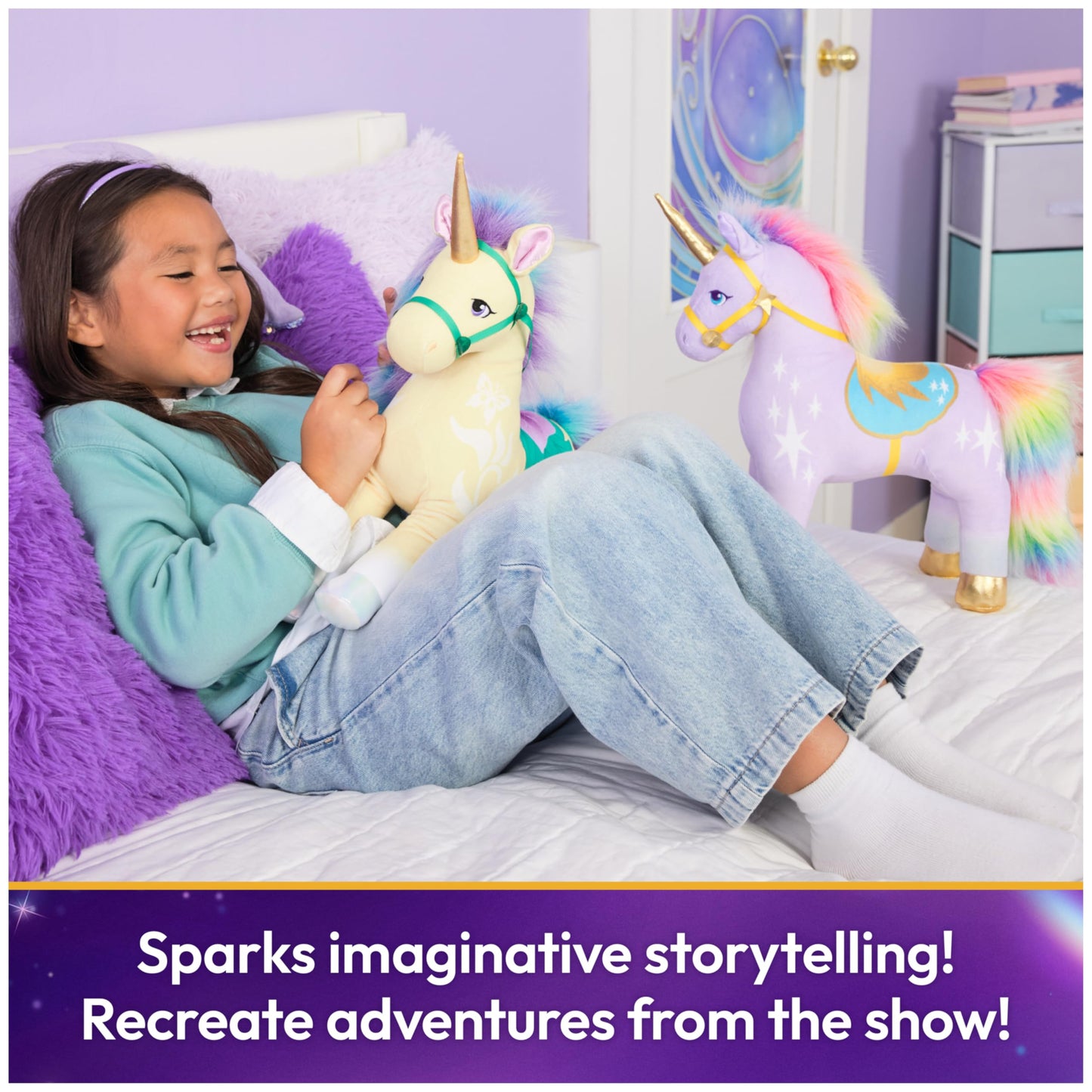 Unicorn Academy Official Leaf Plush Toy, Unicorn Stuffed Animal, Toys for Girls Ages 1 & Up, Yellow, 15”