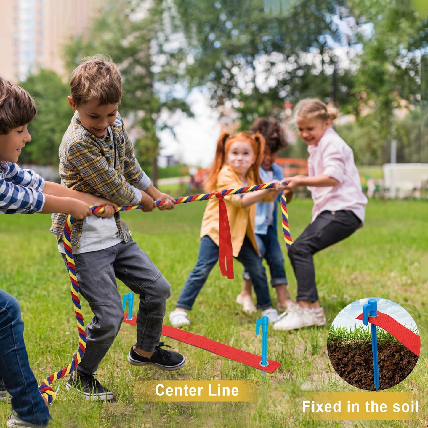 Tug of War Rope for Kids and Adults,60FT Tug a War Rope for Outdoor Games Field Day Family Reunion Birthday Party Games, Outside Activities Yard Backyard Lawn Picnic Games, Team Building Games