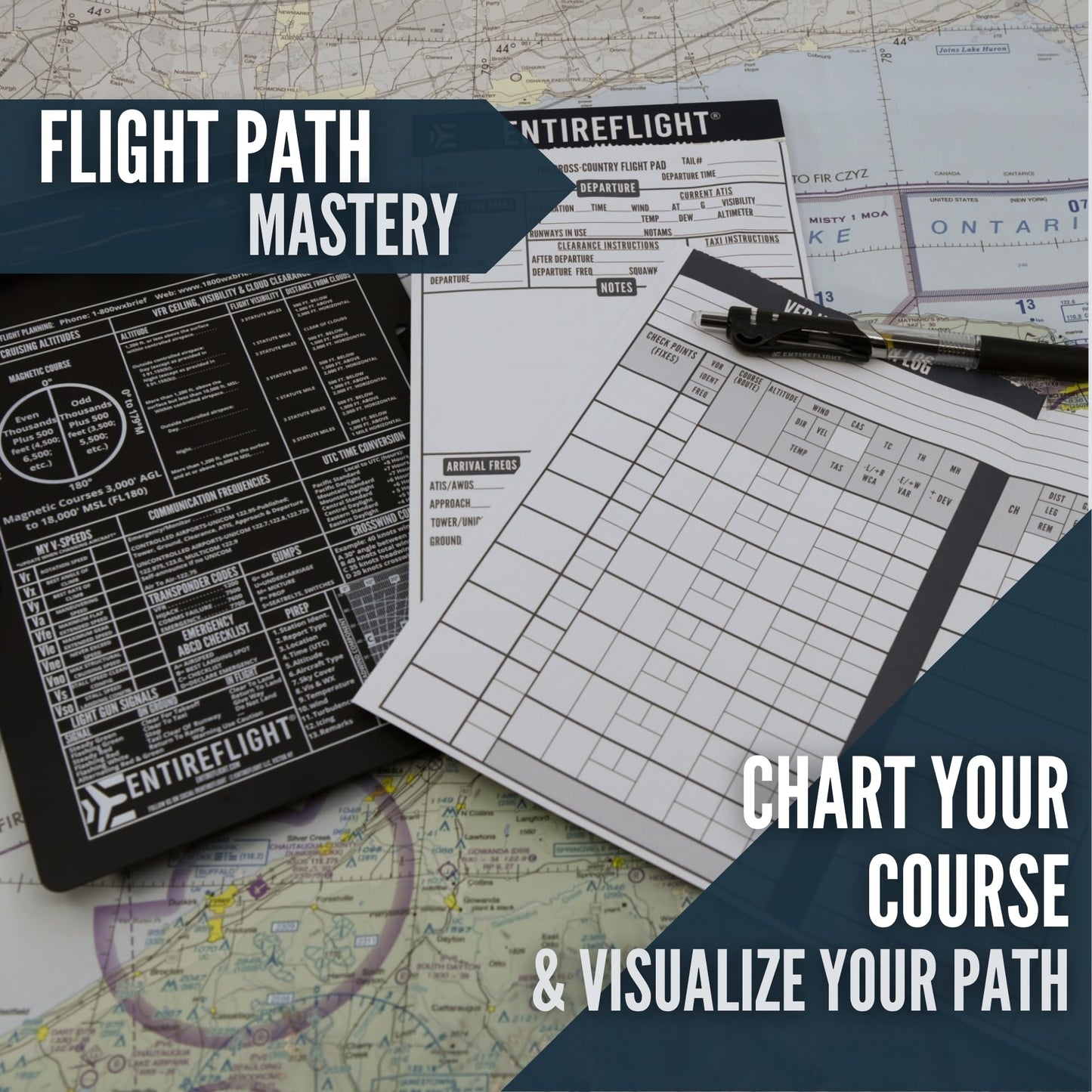 Aviation Pilot Kneeboard - E6b Flight Computer Plus Plotter & Cross Country Planning Notepad, Student Pilot Bundle