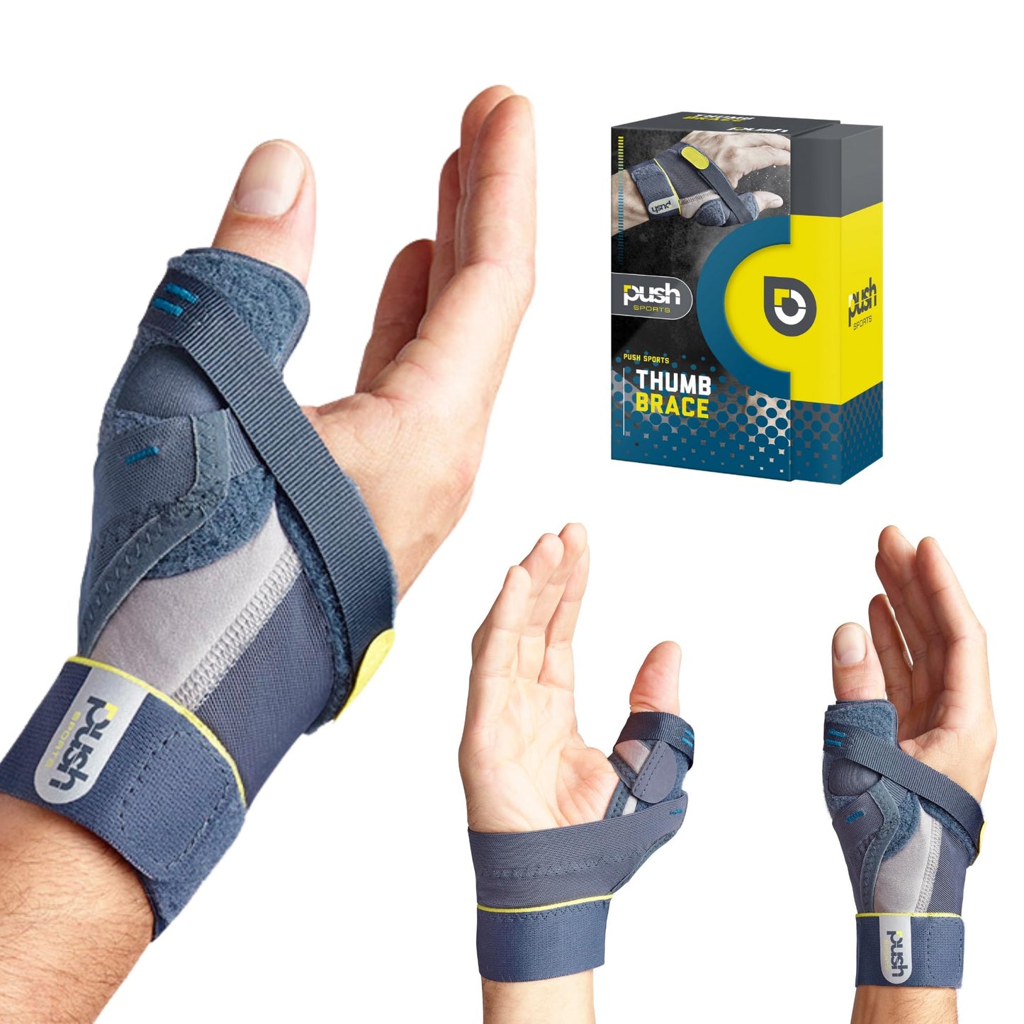 Push Sports Thumb Brace for Thumb MP Joint Injuries. Relief for Skier's Thumb and Ligament Injuries. Can be Worn Under Gloves to Provide Stability During Sports. (Right Medium) - Not for CMC Support