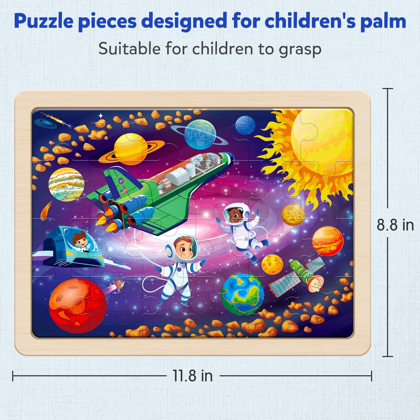 SYNARRY Wooden Space Planets Solar System Puzzles for Kids 3-5, 4 Packs 24 PCs Jigsaw Puzzles for Kids Ages 4-6, Preschool Toys Gifts for Kids, Wood Puzzles for 3 4 5 6 Year Old Boys Girls