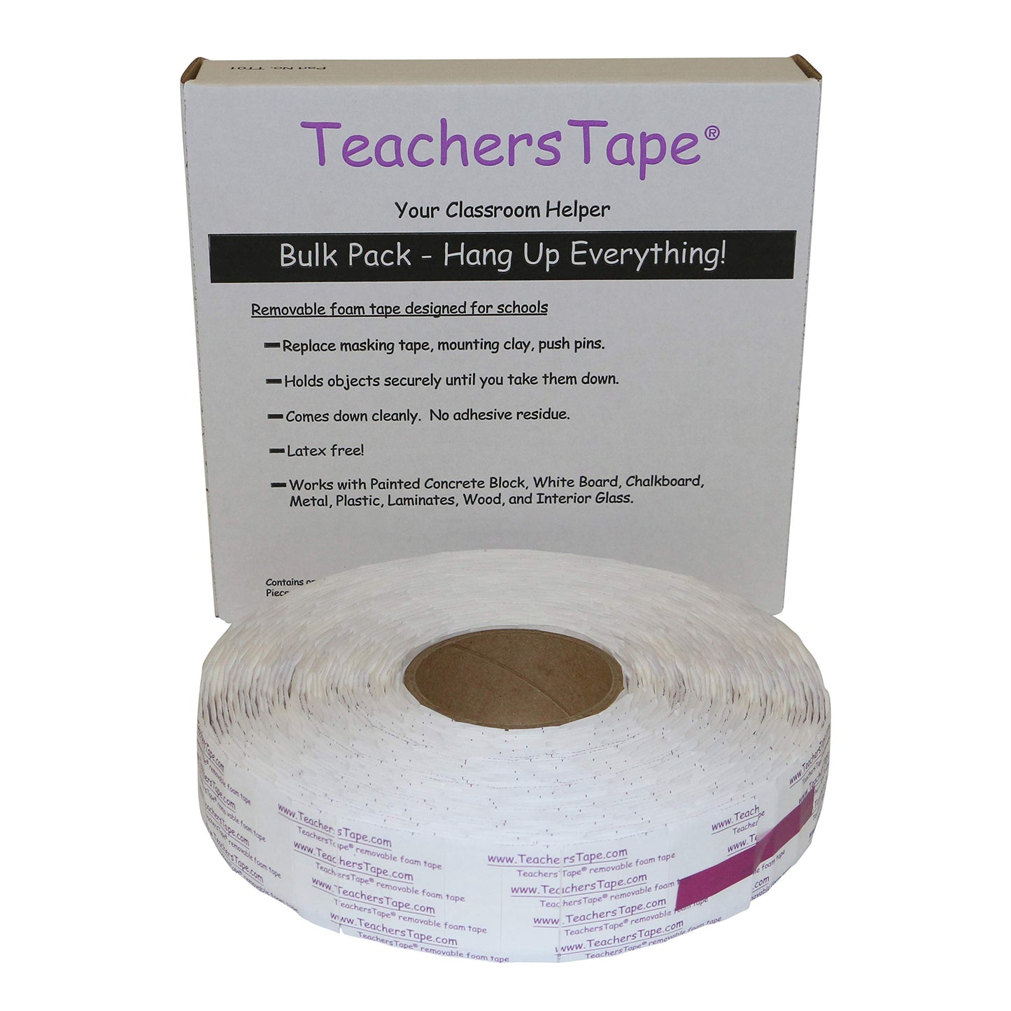 Duraco Teachers Tape™ Bulk Pack (2000 Pieces per roll), Double-Sided Removable Foam Tape for Wall Mounting