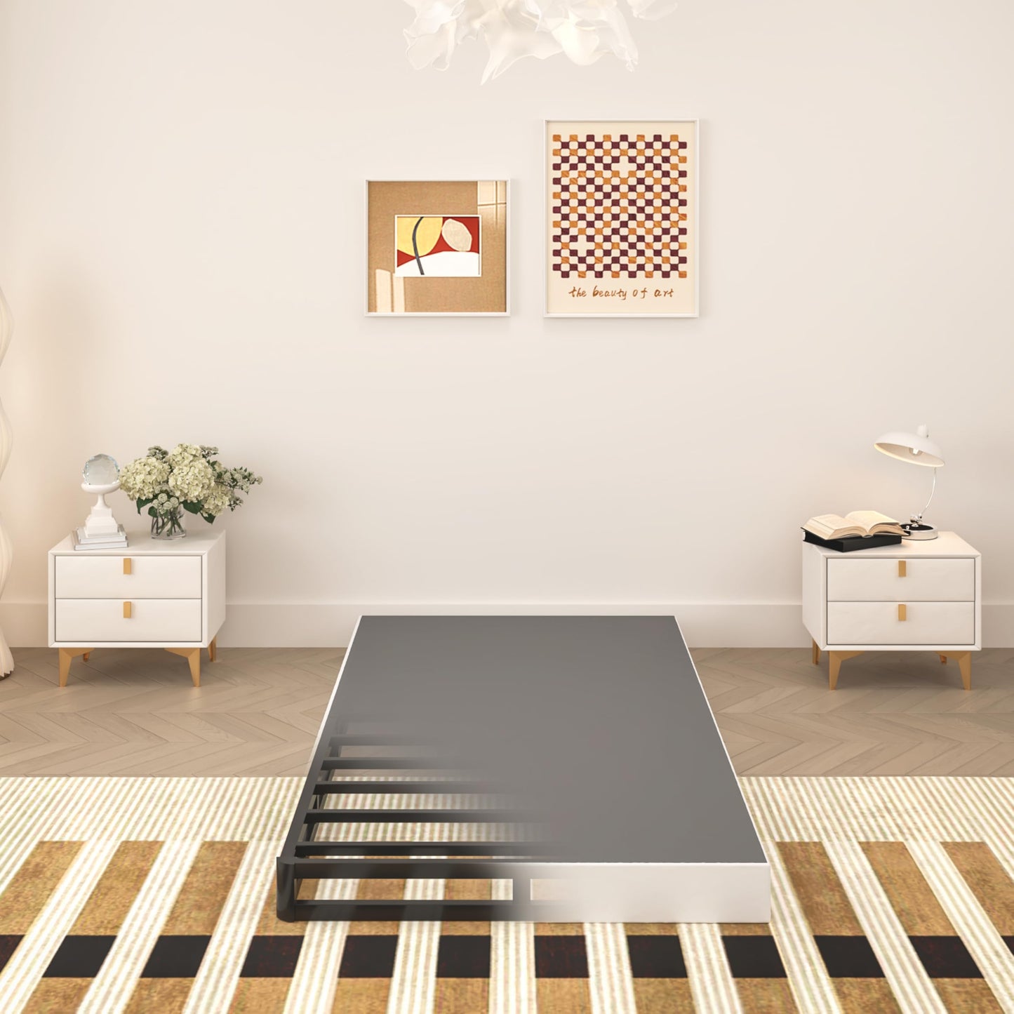 TROZULER 5 Inch Twin Box Spring, Heavy Duty Metal Mattress Foundation, 2500 lbs Capacity, Low Profile, Noise-Free, Easy Assembly with Fabric Cover