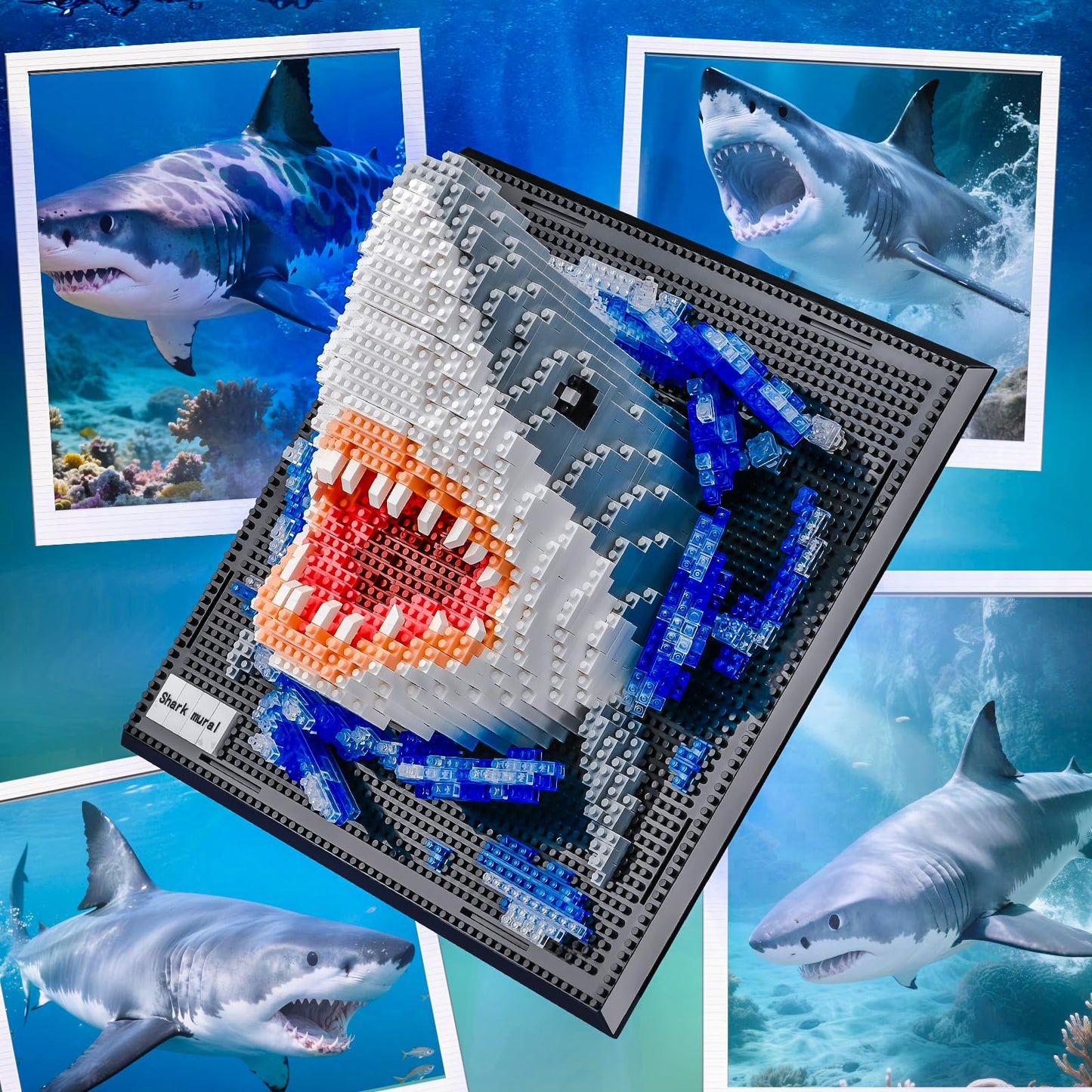 BNG Shark Wall Art Building Blocks for Adult,Animals Model Kit for Wall Decor or Table Display,Creative Toy Gift for Teens 14+,Not Compatible with (2166 PCS)