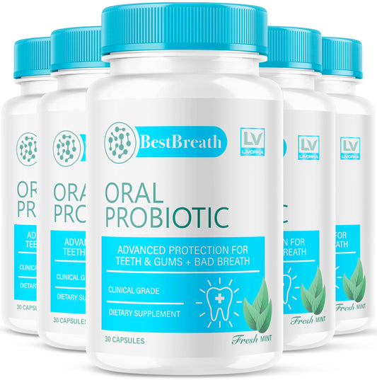 5 Pack - Best Breath - Best Breath Oral Probiotic, Best Breath Probiotic, Best Breath Pills, BestBreath, Best Breathe 150 Capsules For 5 Months, Best Breath Oral Probiotics For Mounth Bad Breath.
