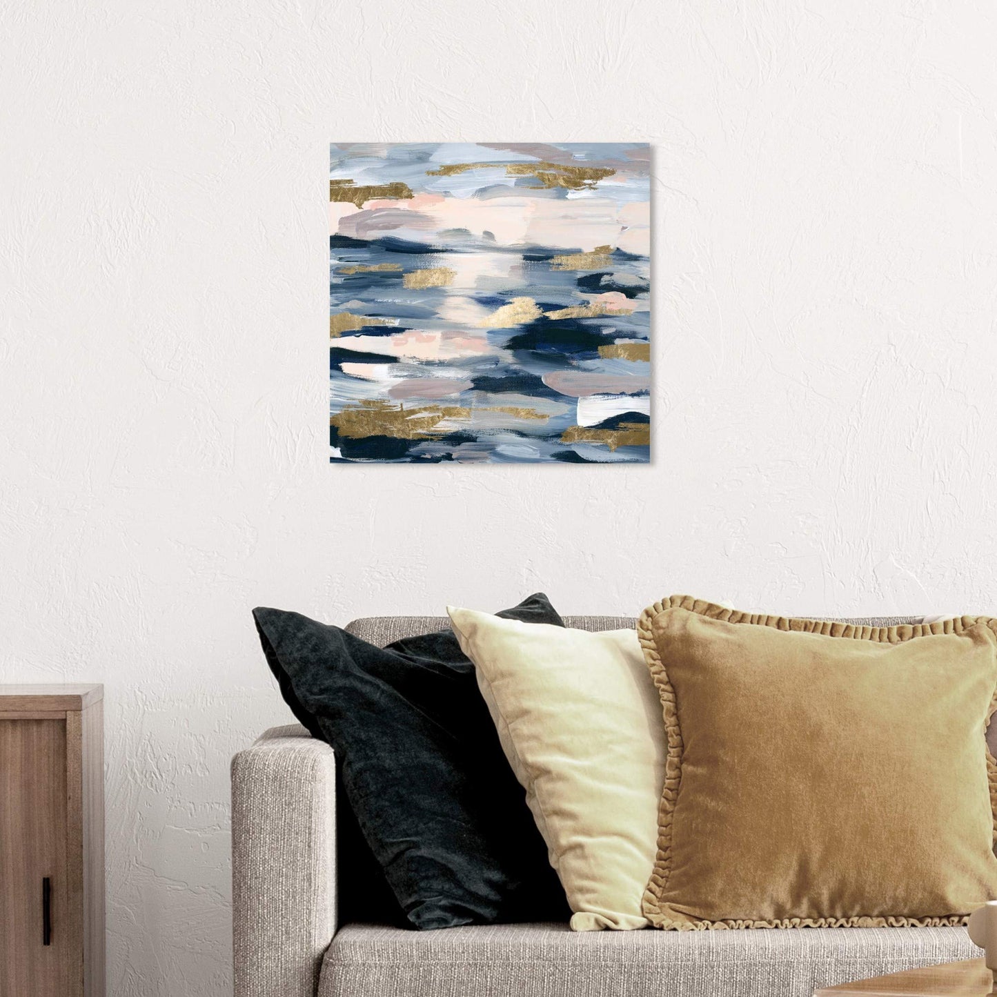Smoke on the Water by Oliver Gal | Contemporary Premium Canvas Art Print. The Abstract Wall Art Decor Collection. 20x20 inch, Blue