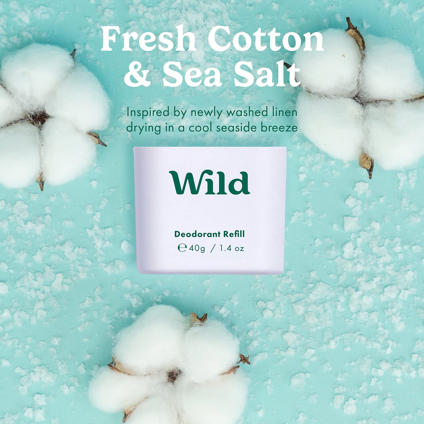 Wild - Purple Case with Refill Variety Pack - Refillable Deodorant - Aluminum Free - Includes Fresh Cotton & Sea Salt, Cherry Blossom and Coconut & Vanilla Scents - Vegan