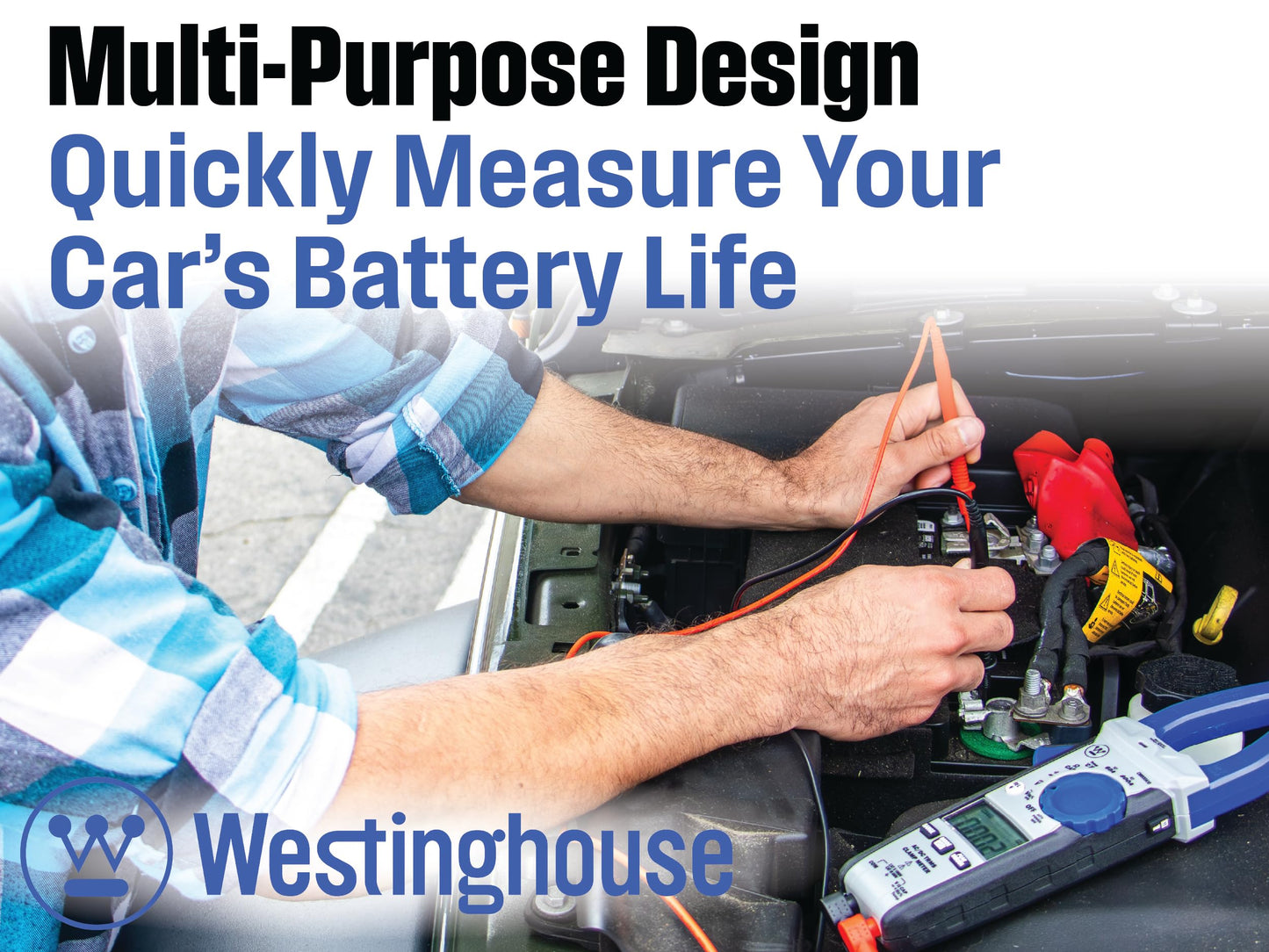 Westinghouse True RMS Digital Auto-Ranging 6000 Counts Clamp Meter, Current to 600 A, AC/DC Voltage to 1000 V, Resistance and Continuity, with Relative Mode and VFD, Incl. Case and 2 Year Warranty