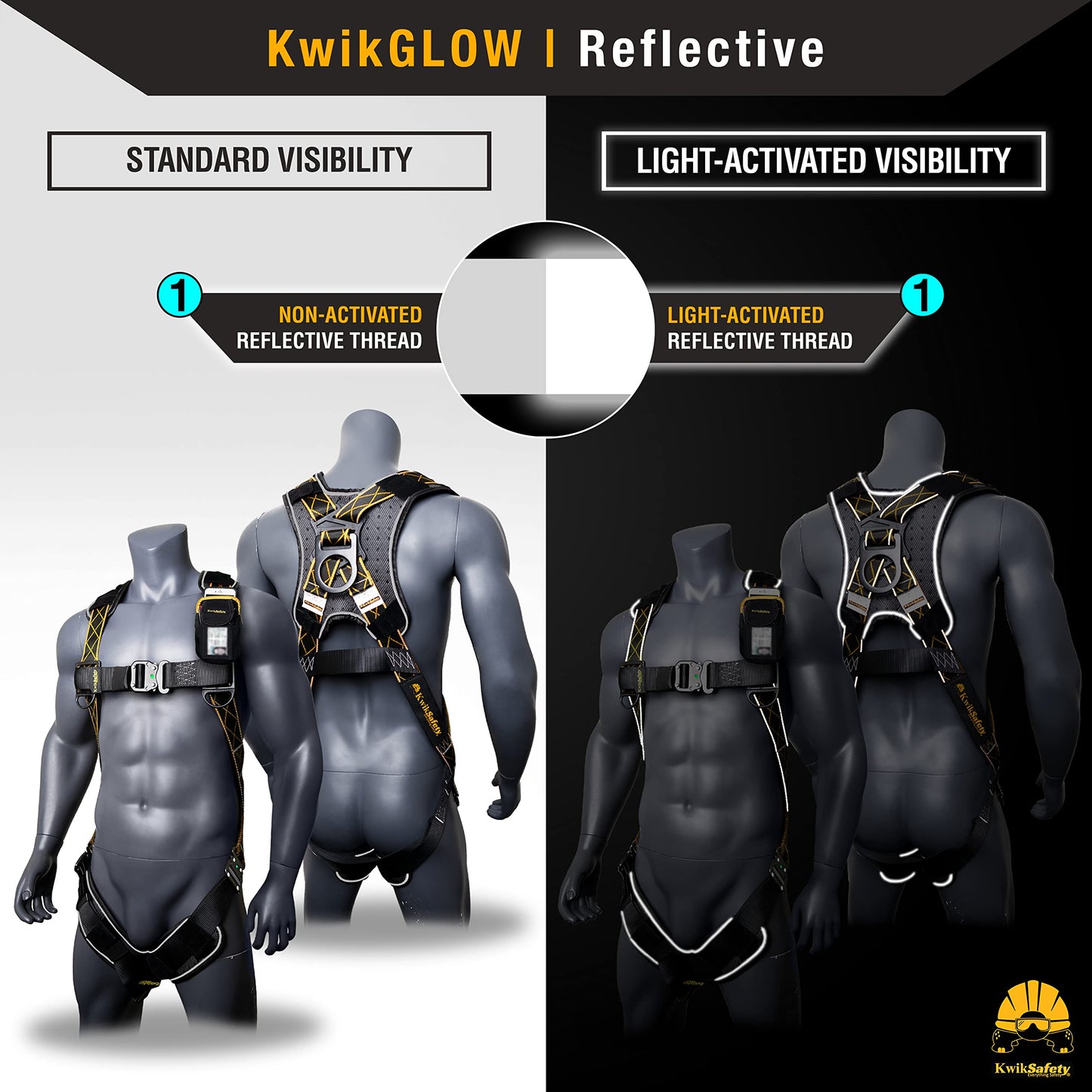 KwikSafety TORNADO DiamondBACK Safety Harness [4 Pack] 3 QUICK CONNECT BUCKLES + 1 D-RING ANSI OSHA Premium Fall Protection Black Full Body Fall Arrest Construction Roofing PPE