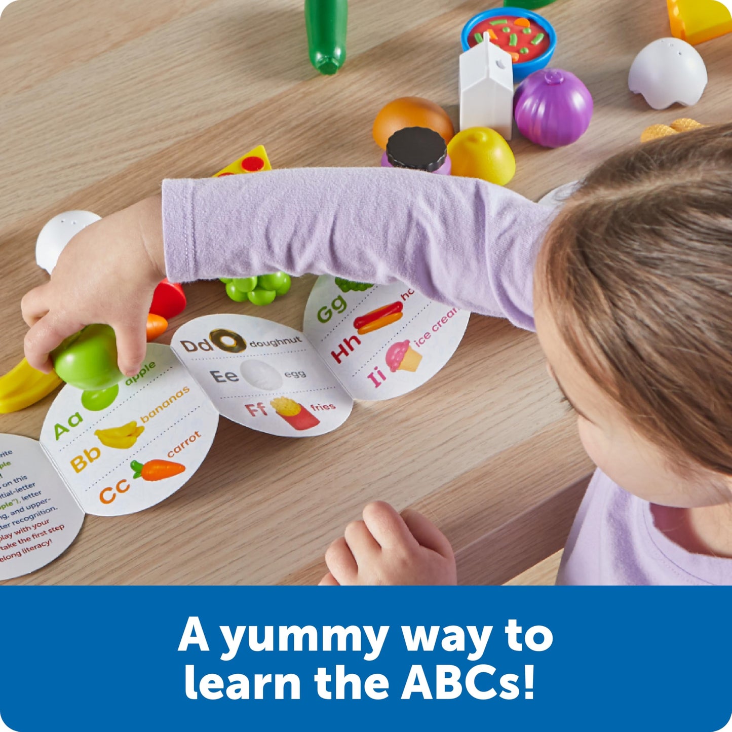 Learning Resources A to Z Mini Foods, Play Kitchen, Pretend Play, Montessori Toys for Kids, Preschool Toys, Ages 3+, 27 Pieces