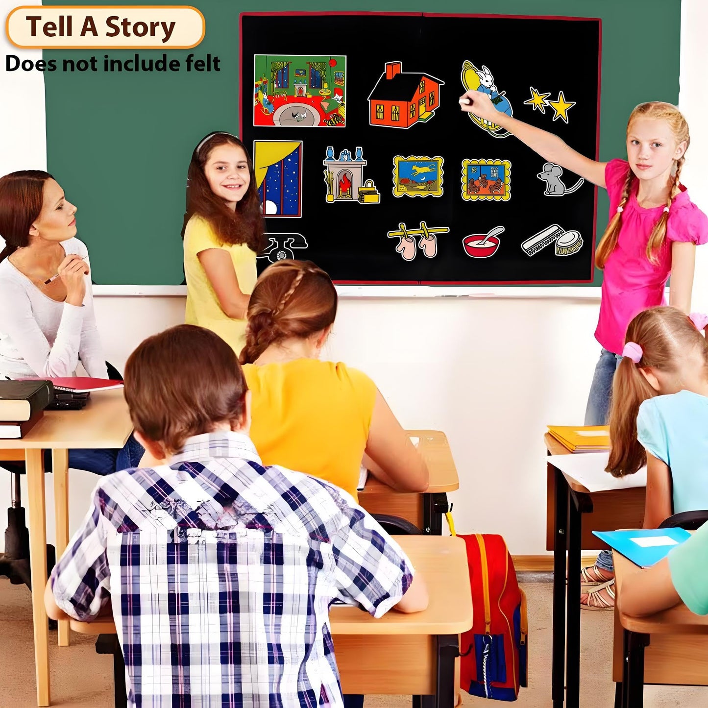 Ai fsem Large Felt Flannel Board Portable Double-Sided Foldable Felt Story Boards for Toddlers Storytelling Learning ActivitiesTeacher Supplies