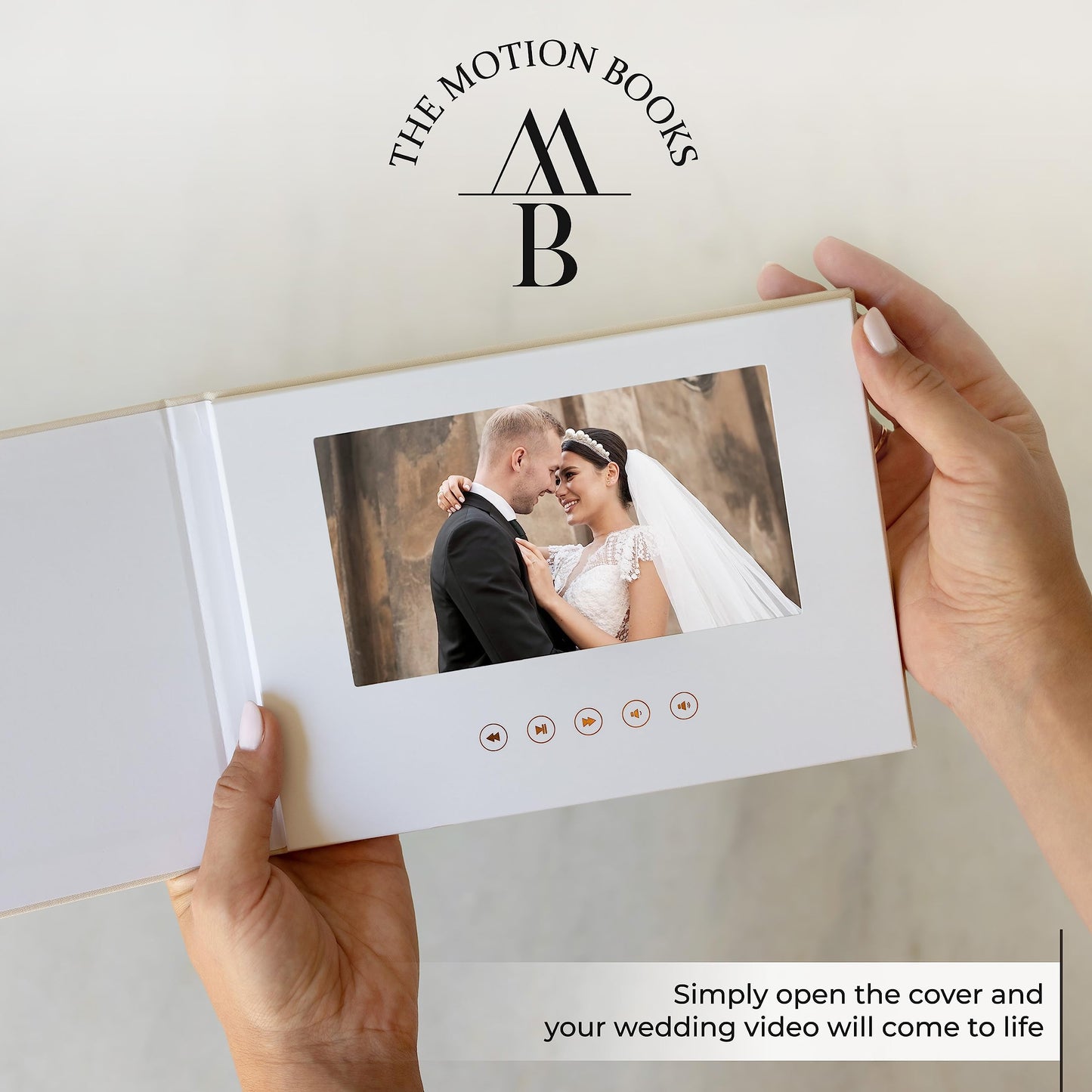 The Motion Books (ALWAYS & FOREVER - BLACK FOIL) | Luxury Linen Bound Video Book | Black foil letter stamping | Up to 3 hours of video, 7” IPS Display, 4GB of memory & Rechargeable Battery