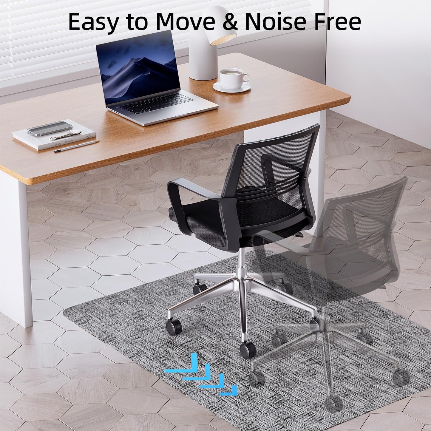 Yecaye Office Chair Mat for Hardwood Floor,45" x 53" Under Computer Desk Floor Protects for Rolling Chair,Non Slip PVC Woven Gaming Chair Mat,Not for Carpet (Lightgrey, 45" x 53")