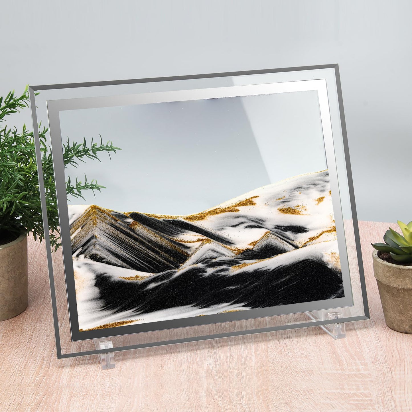 Coitak Moving Sand Art Picture, Dynamic Sand Picture, Golden Desktop Sand Art for Home Decor and Office