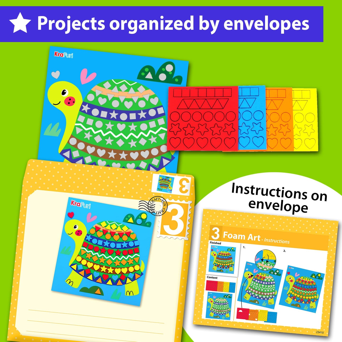 KRAFUN My First Craft Workshop Art and Craft Kit for Kids - 19 Projects in 10 Envelopes, Origami, Puppets, Lacing & Pompoms, Creative Educational Activities Boys Girls Toddlers Ages 3 4 5+