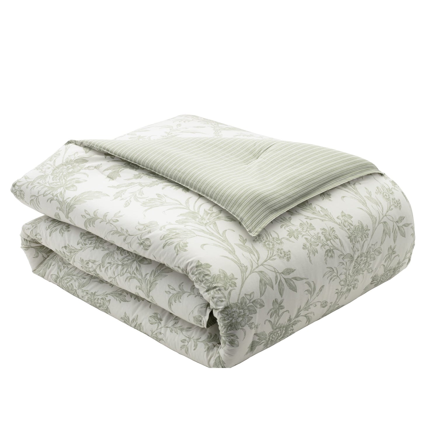 Laura Ashley Home - Queen Duvet Cover Set, Reversible Cotton Bedding with Matching Shams, Lightweight Home Decor for All Seasons (Natalie Sage, Queen) Green