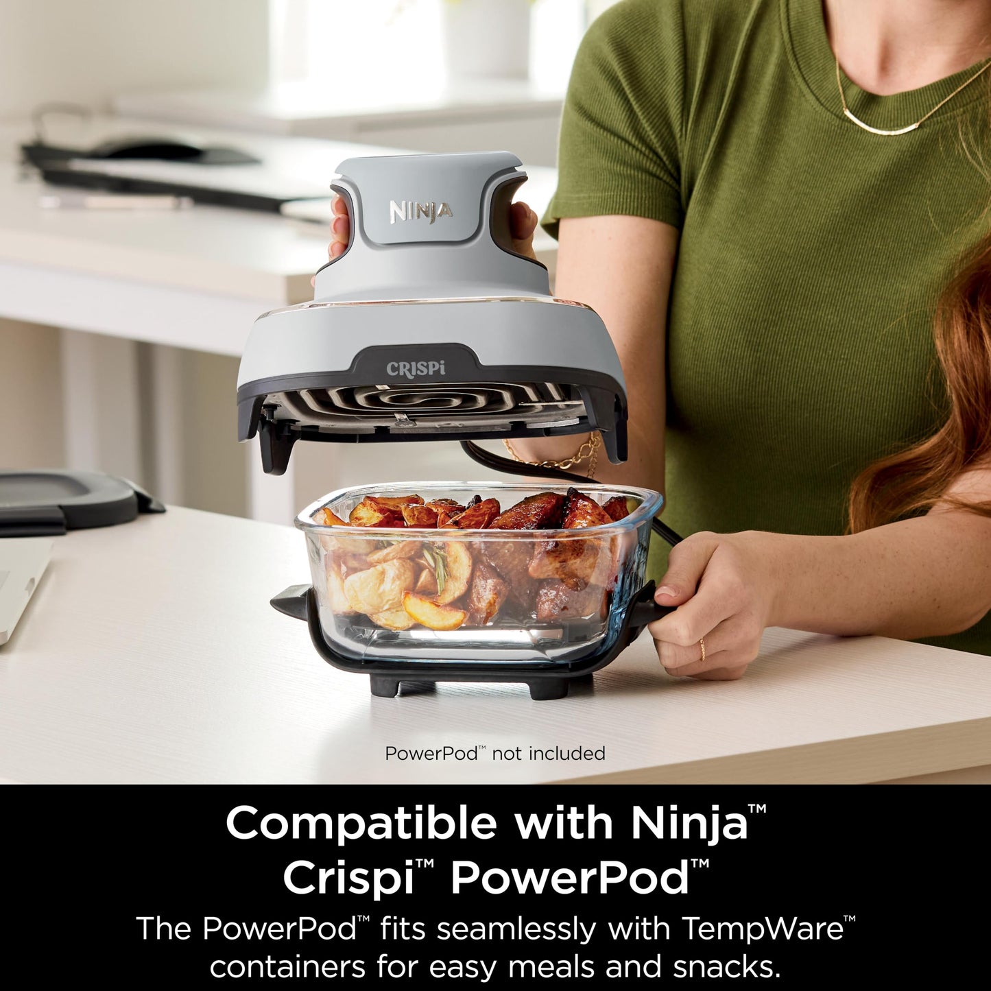 Ninja 6 Cup CleanCrisp Glass Container & Leak-Proof Storage lid, Compatible with Ninja Crispi® Portable Cooking System FN101 Only, Microwave, Freezer & Dishwasher Safe, PFAS & PTFE Free, XSKSFN6CUP
