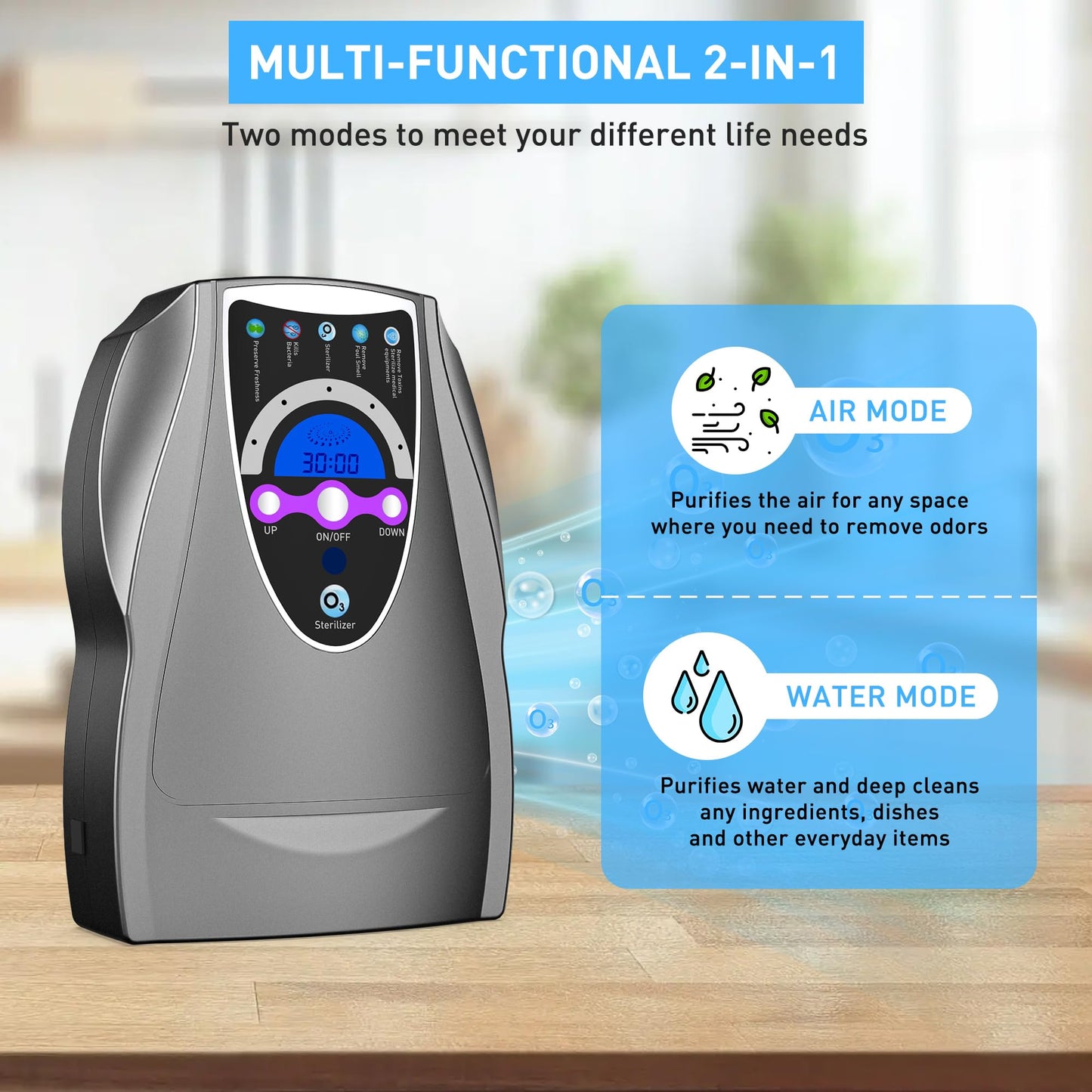 Ozone Machine Generator, Multifunctional with Timer, 1000mg/h Portable Ozone Machine for Home, Kitchen, Office, Cleaning Water, Fruits and Vegetables