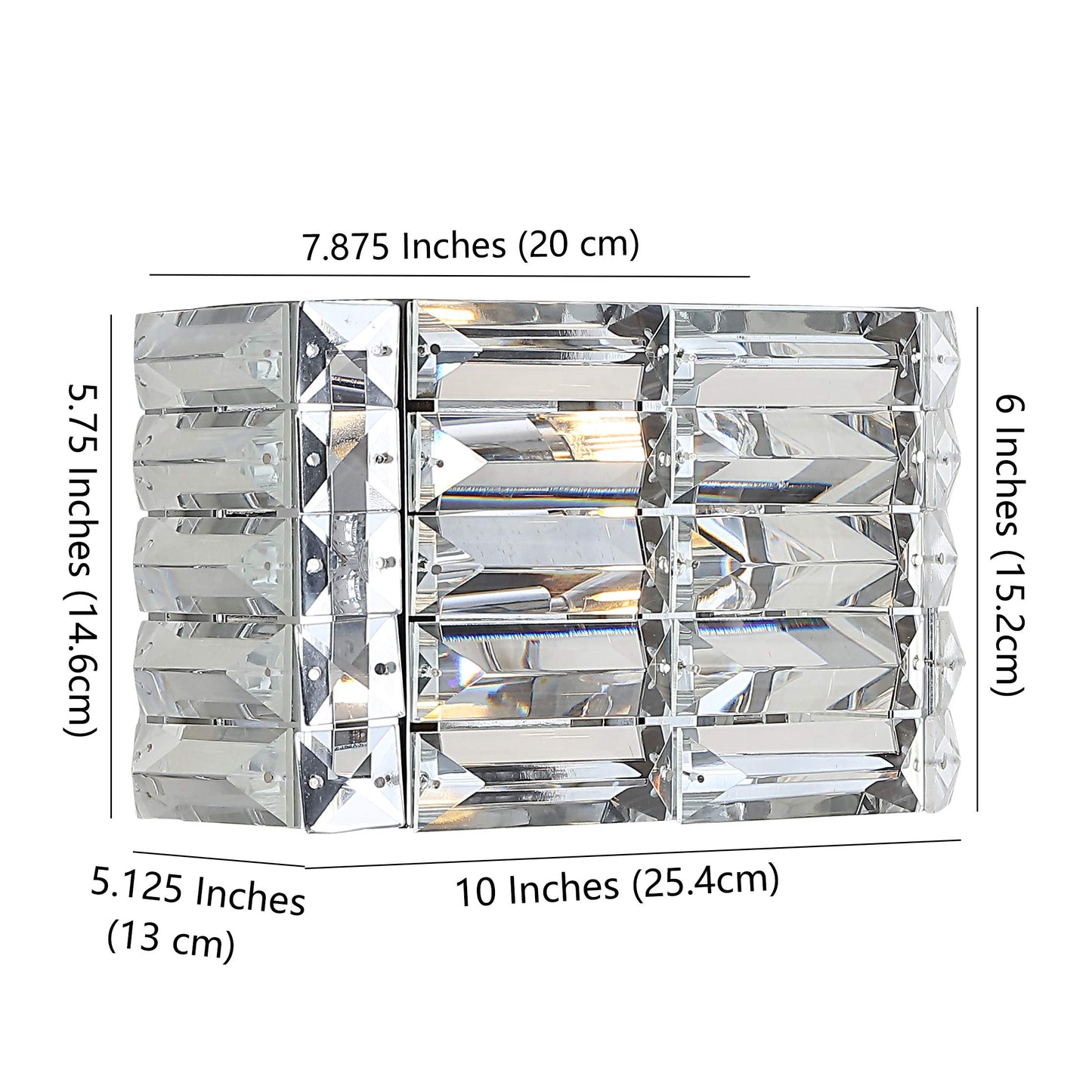 JONATHAN Y JYL7538A Evelyn Crystal Rectangle 10" 1-Light Iron/Crystal Glam Modern LED Vanity Light Classic 2700K LED 2W Bulb Included Bathroom Hallway Living Room Bedroom Mirror Cabinet, Chrome