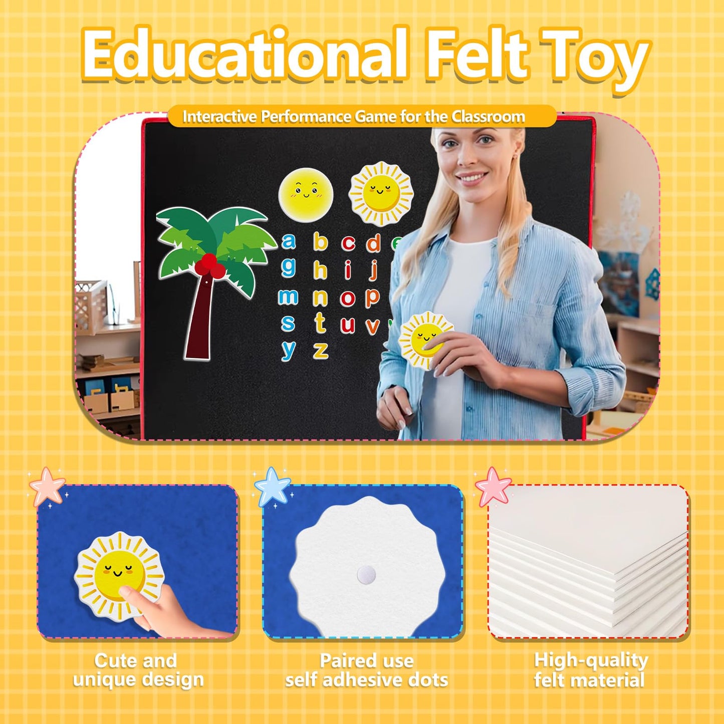 Ai fsem 30 Pcs Chicka Chicka Boom Boom‌ Flannel Board for The Classroom Alphabet Game Board with Letters Speech Therapy Materials Classroom Must Haves