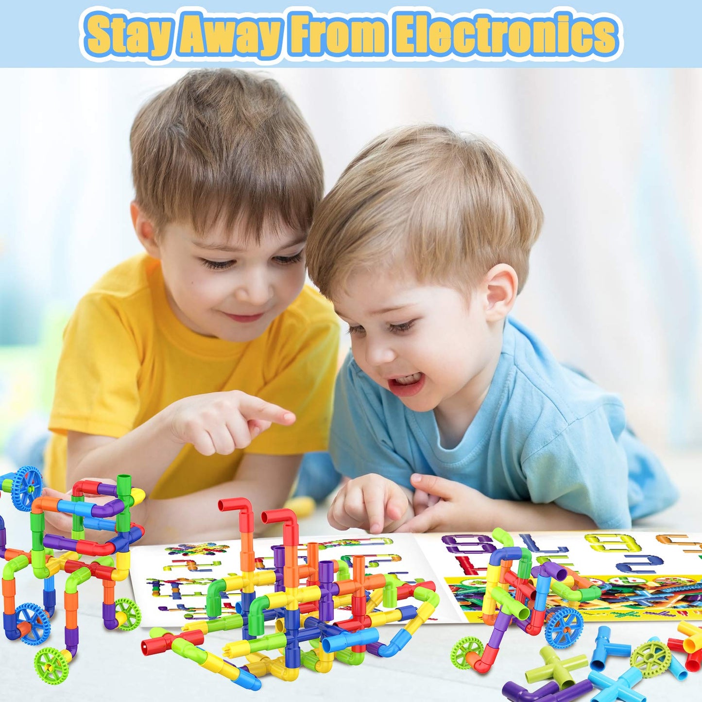 250 Pieces Tube Learning Toy for Toddlers, STEM Educational Containers for Classroom, Preschool Building Toys, Interactive Autistic Sensory Toys, Interactive Gifts