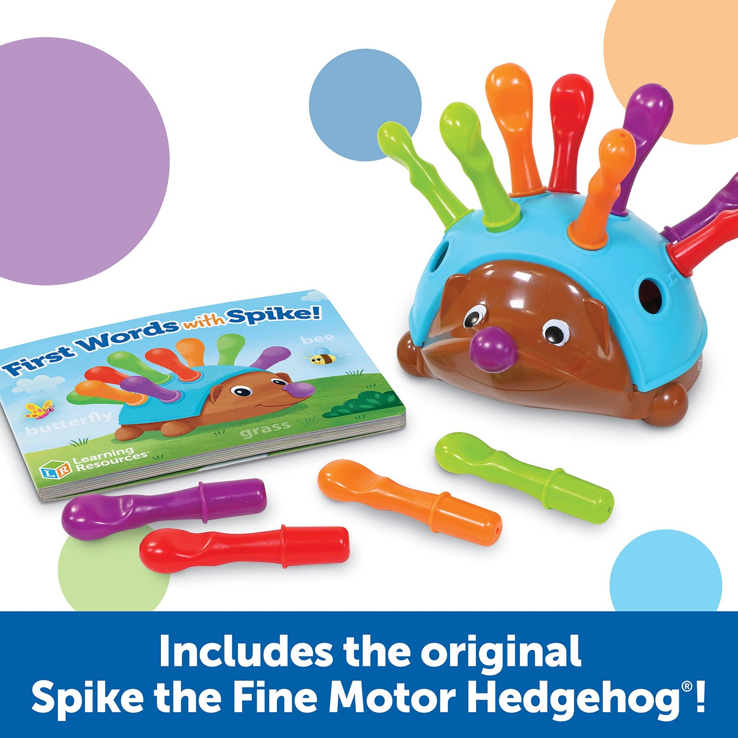 Learning Resources Spike The Fine Motor Hedgehog First Words - 15 Pieces, Age 18 Months+ Toddler Toys, Fine Motor Fun, Preschool Fine Motor Skills, Toddler Activity,