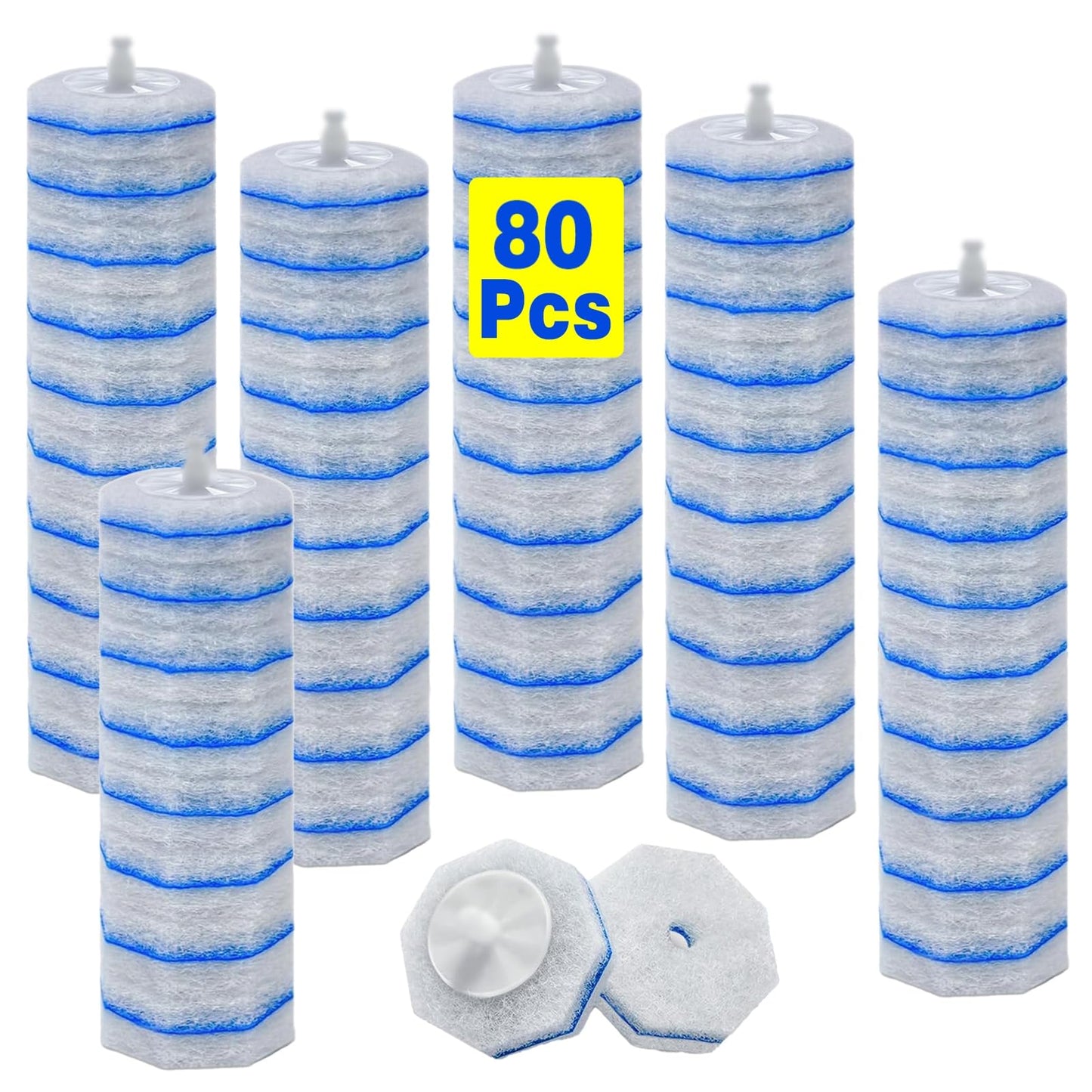 80 Toilet Bowl Wand Refills Fits for Clorox Toilet Brush Wand,Upgrade 3-Layer Disposable Bowl Cleaner Refills for Bathroom Cleaning,3X Cleaning Power,No Falling Apart