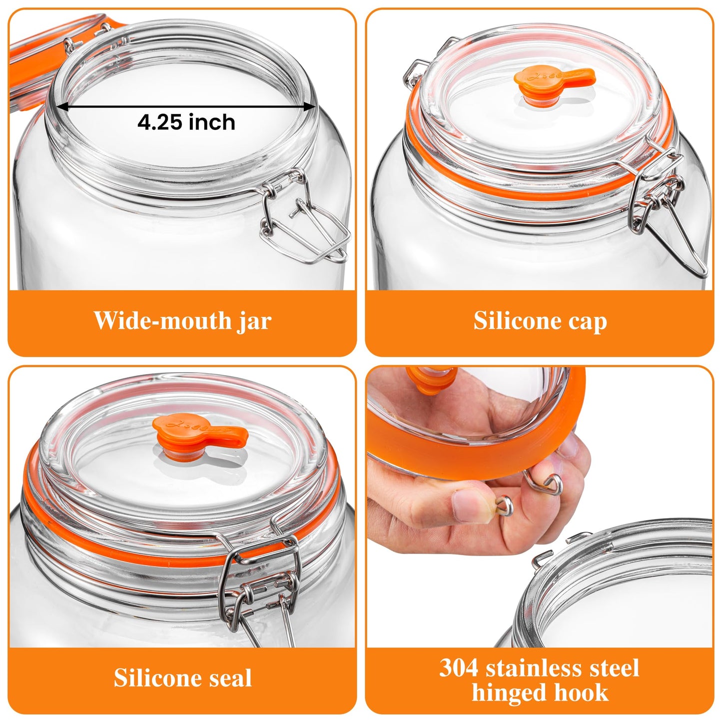 YARWELL 1 Gallon Fermentation Jars with Airlocks, Fermenting Kit for Sauerkraut, Kimchi, Kombucha and Pickles, 2 Pack