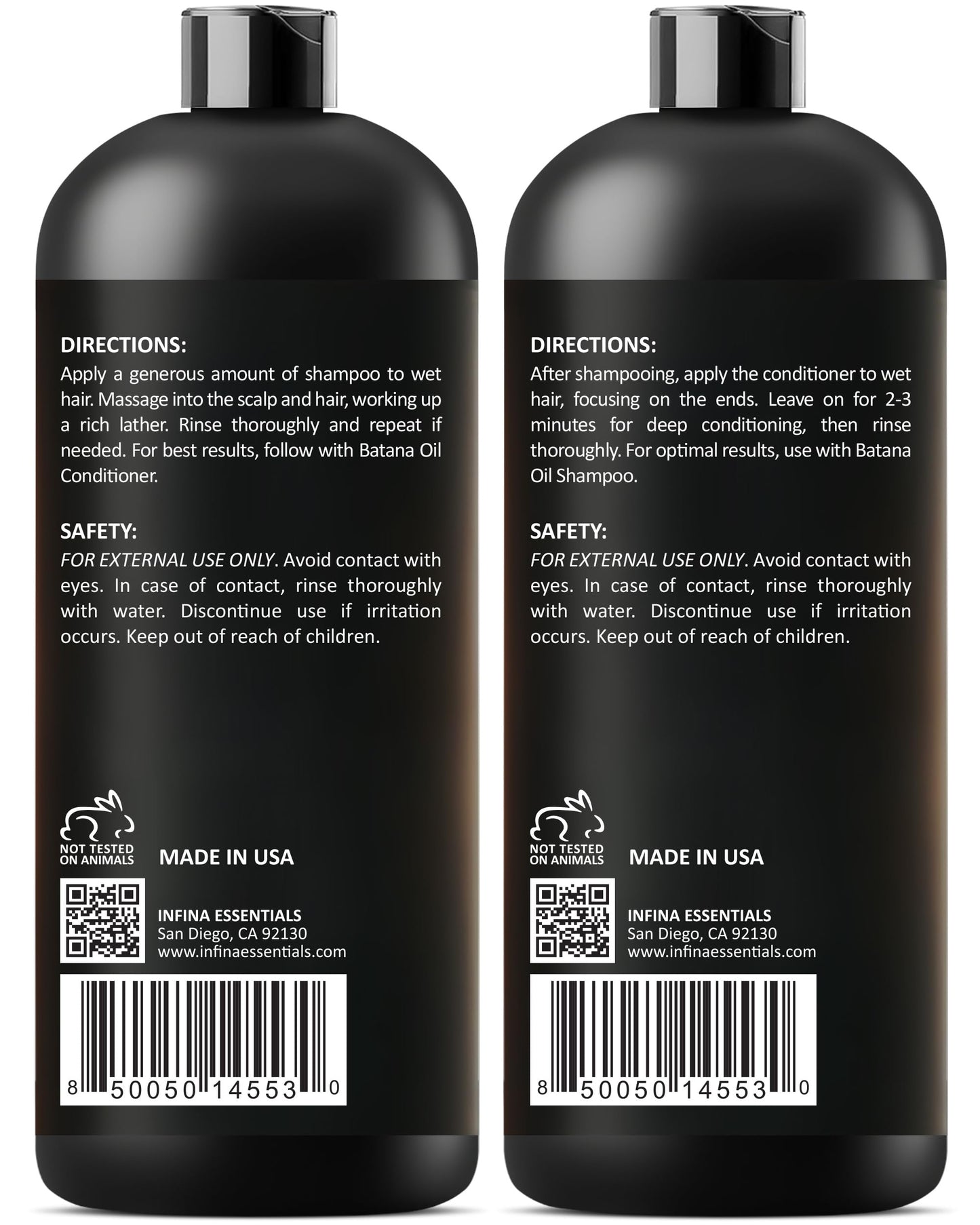 INFINA ESSENTIALS Batana Oil Shampoo and Conditioner Set - Biotin & Tea Tree Oil for Hair Growth & Thickness - Moisturizing & Nourishing Shampoo for Thinning Hair for Men & Women - 16 fl oz Each