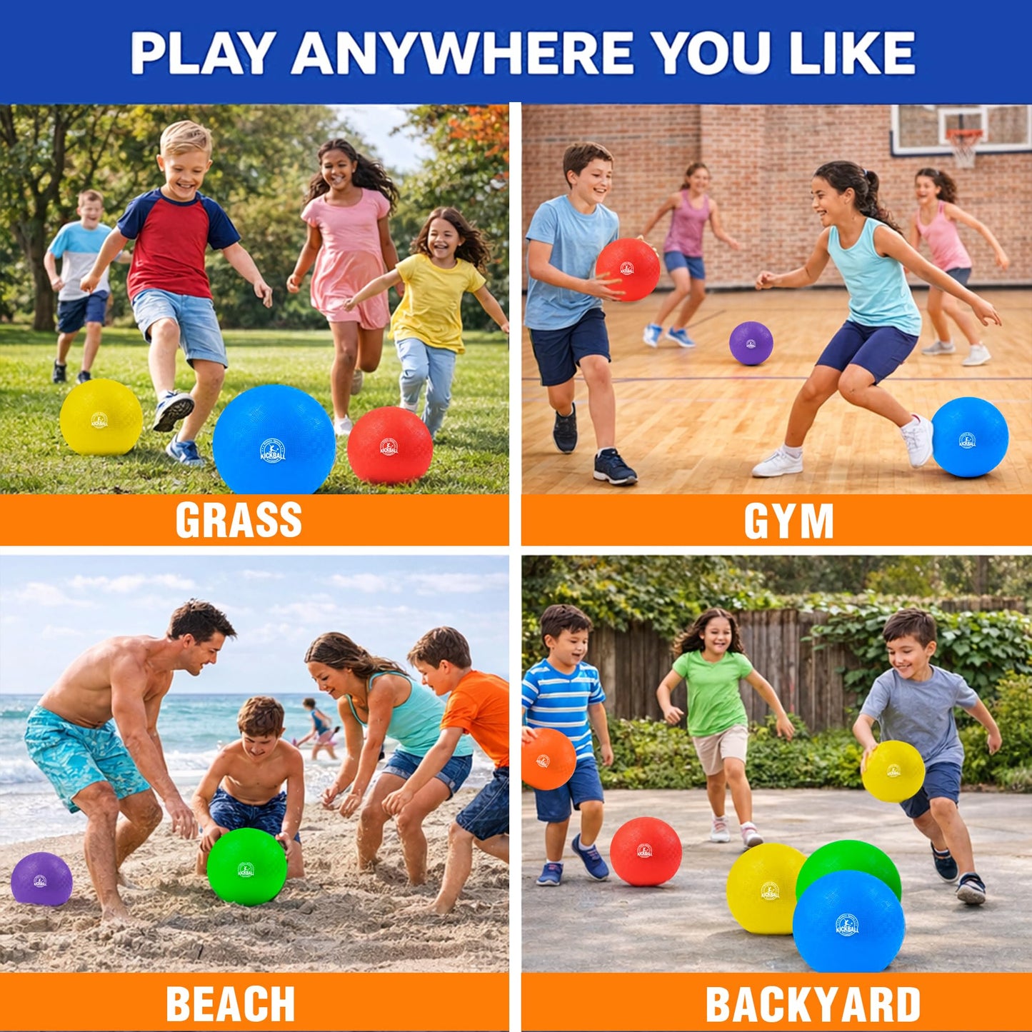 8.5 Inch Kickball Set, Dodgeballs 6 Pack, Playground Balls for Kids&Adults, Bouncy Balls Includes Pump and Storage Bag, Handball for Outdoor & Indoor Games