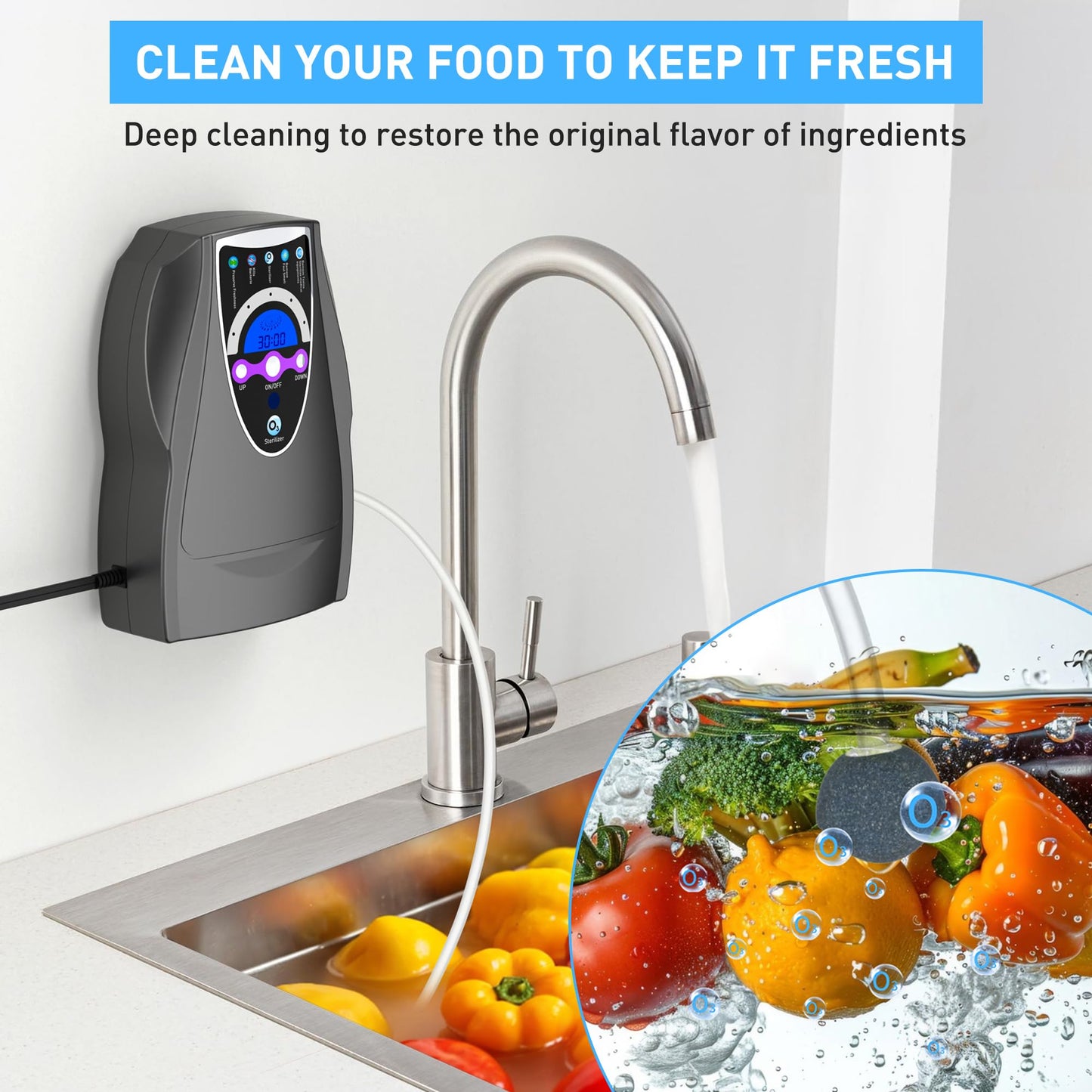 Ozone Machine Generator, Multifunctional with Timer, 1000mg/h Portable Ozone Machine for Home, Kitchen, Office, Cleaning Water, Fruits and Vegetables