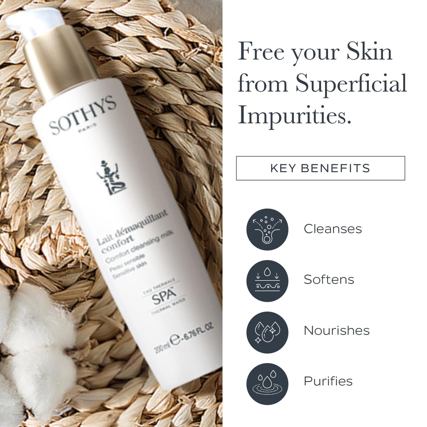 SOTHYS Comfort Cleansing Milk | Gentle Face Cleanser | Daily Makeup Remover for Sensitive Skin