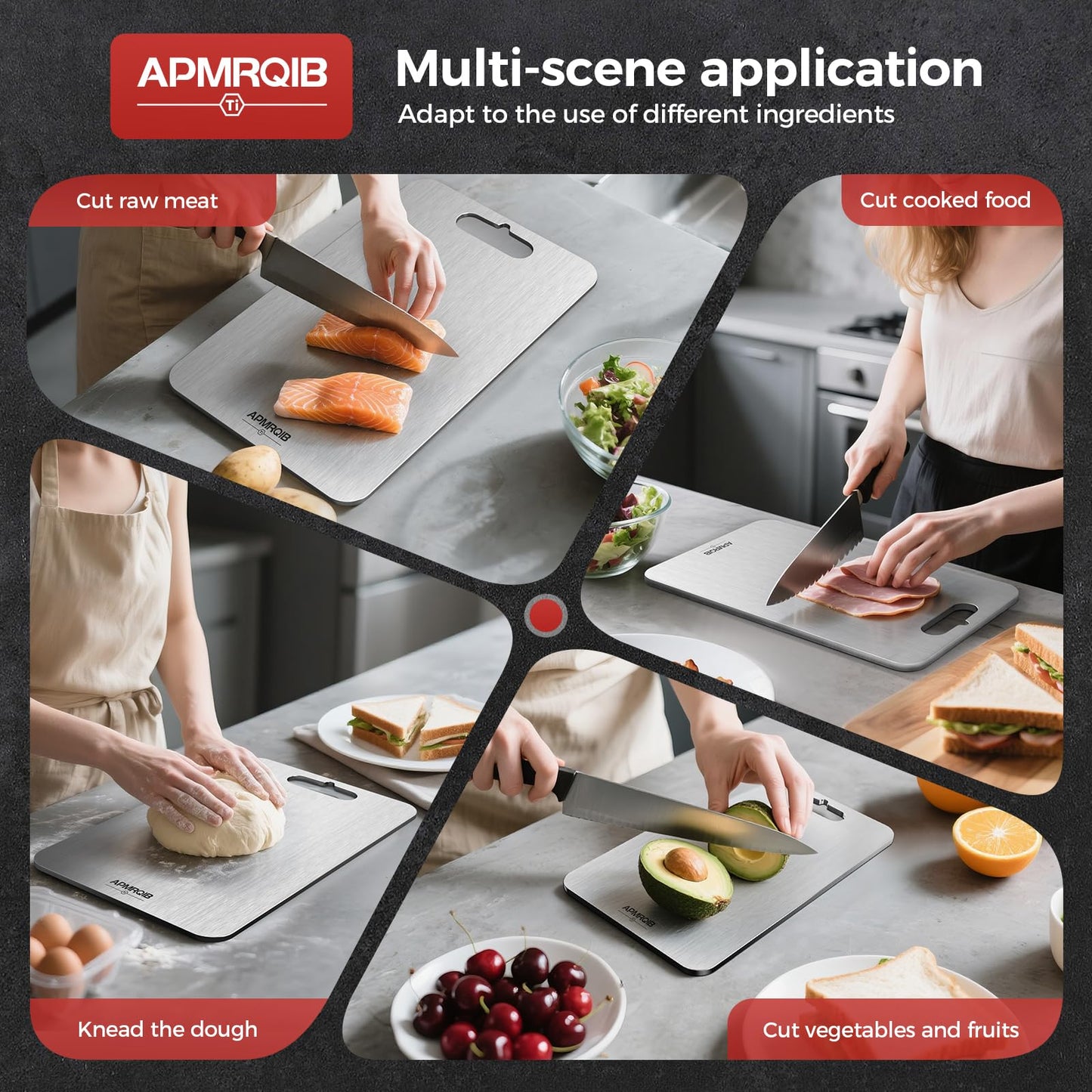 APMRQIB Titanium Cutting Boards for Kitchen,100% Pure Titanium Cutting Board Set of 3, Double Sided Non Toxic Cutting Board, Hygiene Durable Dishwash