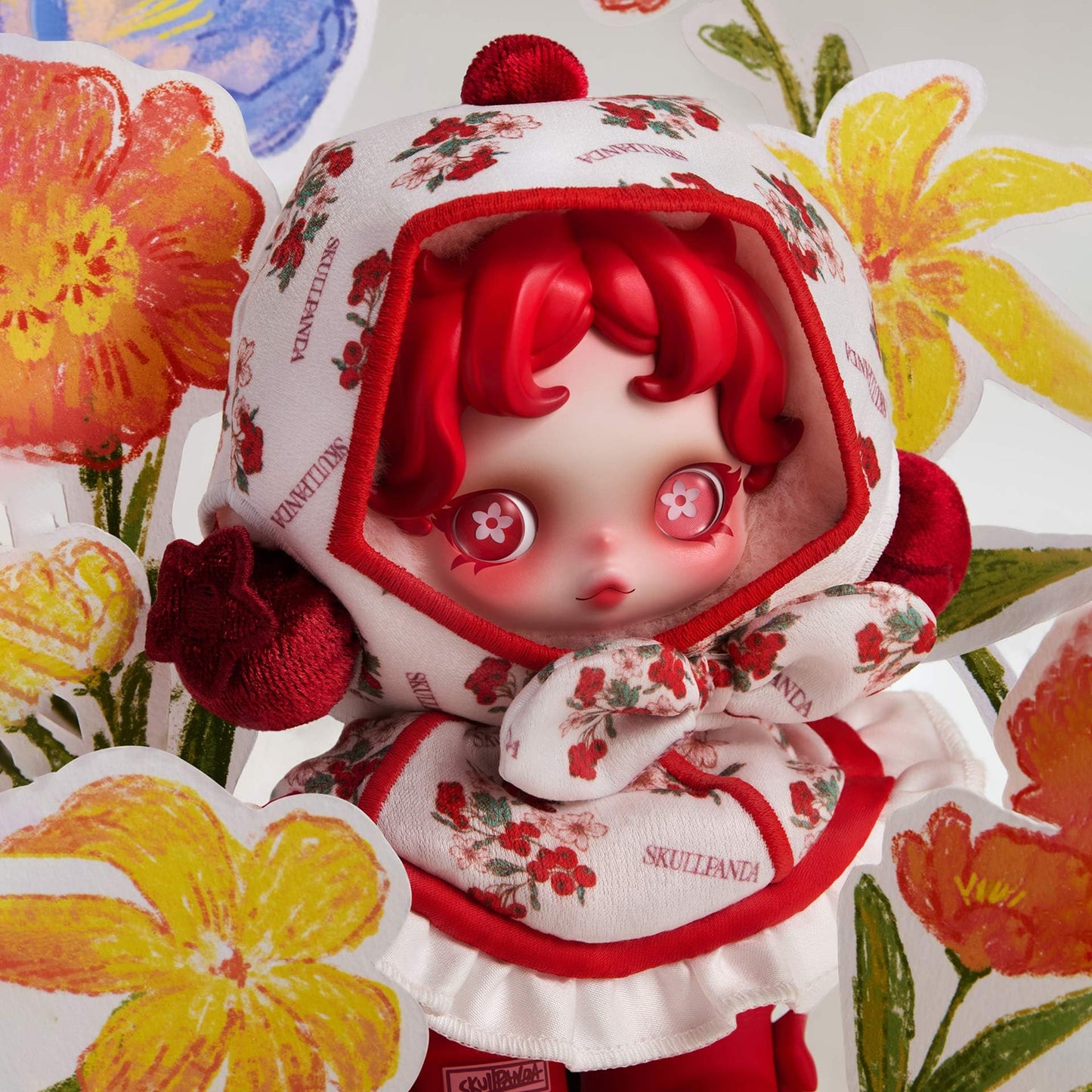 POP MART SKULLPANDA Amid Flowers Plush Doll Pendant, 13.5 cm Height Figurine, SKULLPANDA Figure for Home Room Decor, Collectible Toys for Desk Accessories