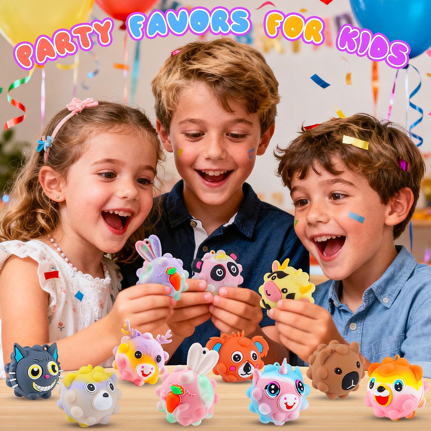 KissFree 36 PACK Animal Pop Balls Party Favors for Kids, 3D Pop Fidget Balls Toys Bulk, Gifts for Boys & Girls, Goodie Bag Stuffers, Pinata Stuffers, Treasure Box Toys, Prizes for Kids