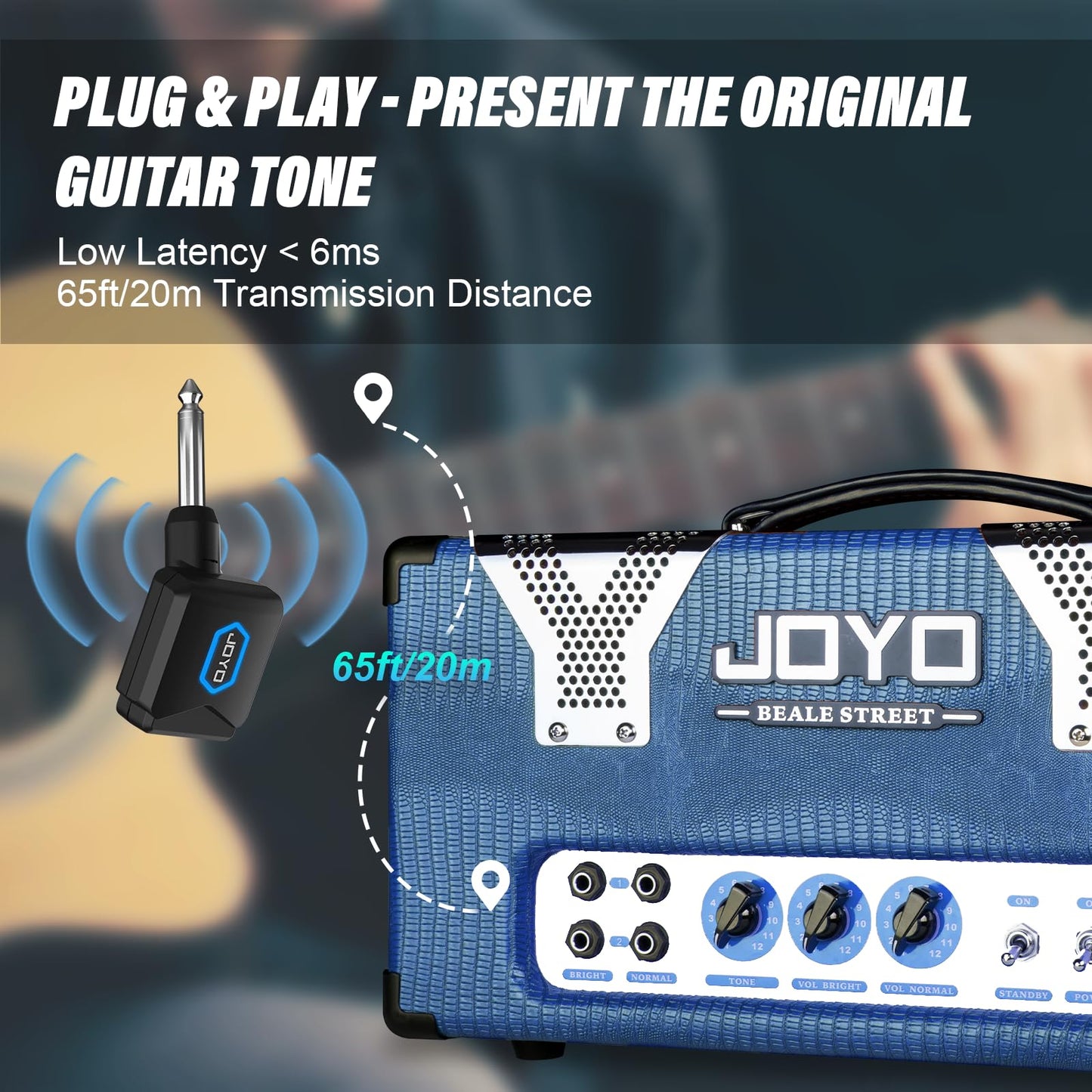 5.8Ghz Wireless Guitar Transmitter Receiver Guitar System with Charging Box for Electric Guitar Bass 4 Audio Channels (JW-06)