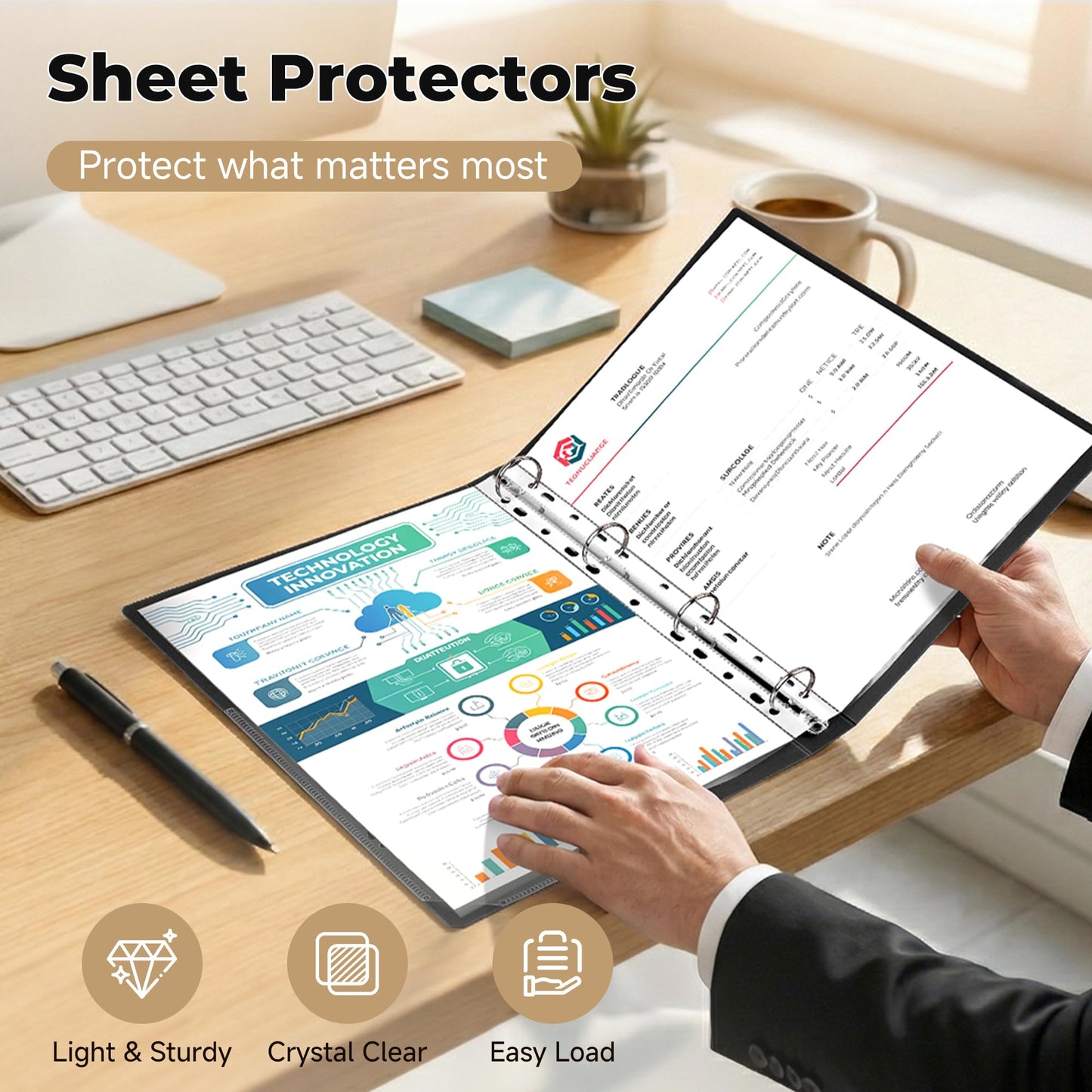Pauuooa 720 Pack Clear Sheet Protectors 8.5 x 11 Inch, Plastic Page Sleeves for 3 Ring Binder, Transparent Letter-Size Document Covers, Top Loading, for Paper Documents, Home, School and Office Use