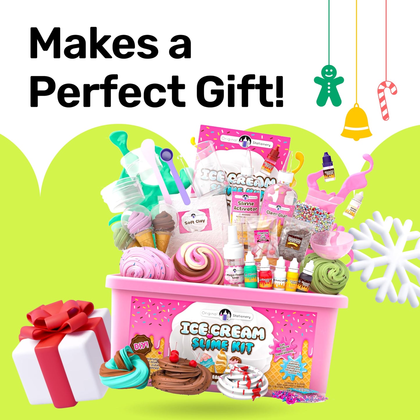 Original Stationery Ice Cream Slime Kit for Girls, Amazing Ice Cream Slime Making Kit to Make Butter Cloud & Foam Slimes, Fun Gift Idea for Birthdays