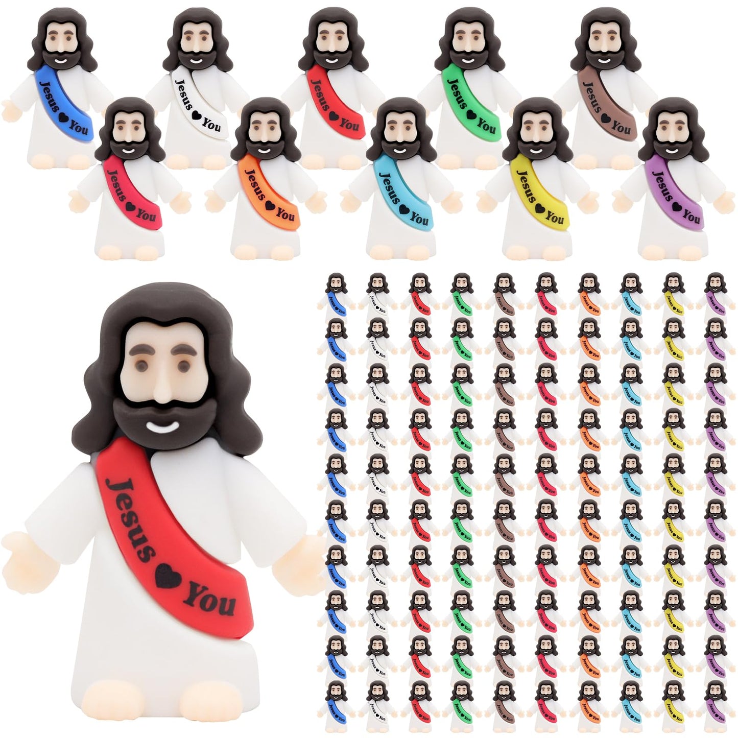 Owurha 300 Pcs Jesus Love You Mini Figures Baby Jesus Figurines in Bulk Tiny Miniature Religious Figures for Hide and Seek, Sunday School, Religious Party Favors, Baptism Gifts, Easter Egg Stuffers