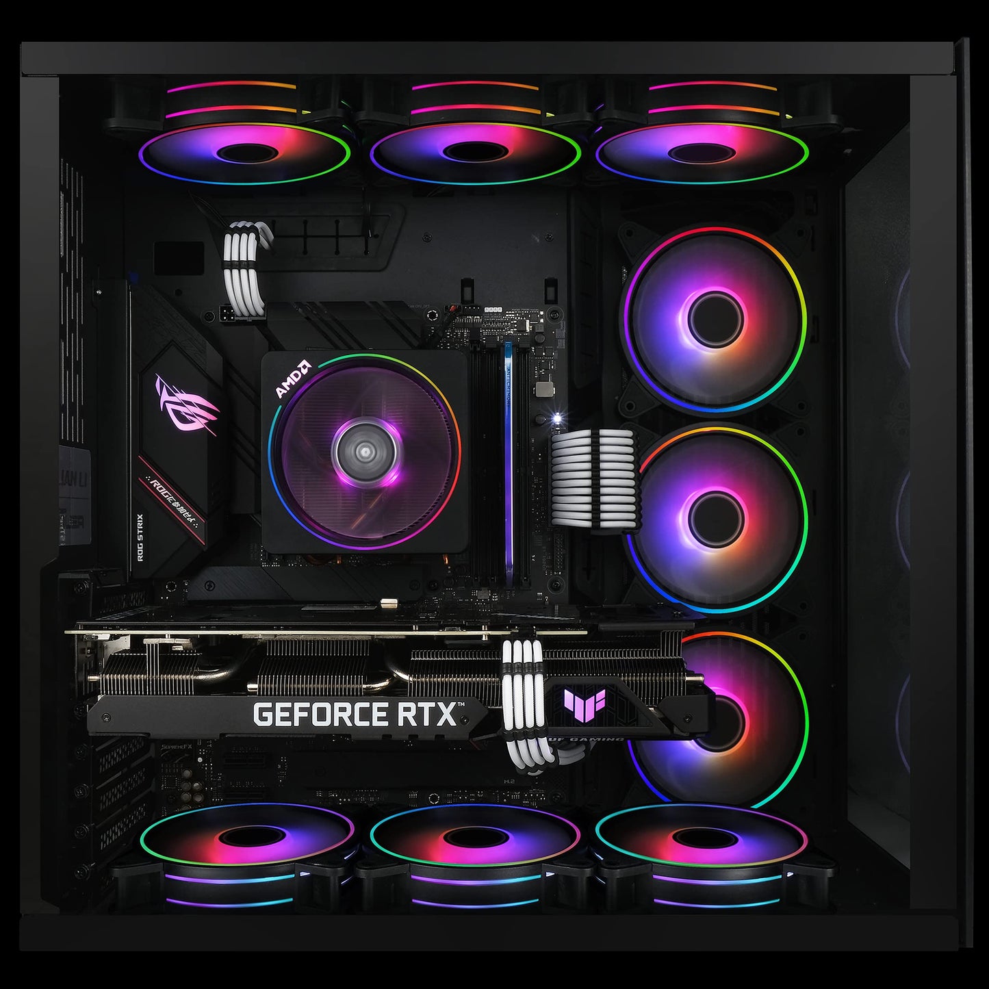 EZDIY-FAB Moonlight 120mm RGB Case Fan, 6 Pack, ARGB, Aura SYNC, Speed Control, 26.16 CFM, Desktop Compatible