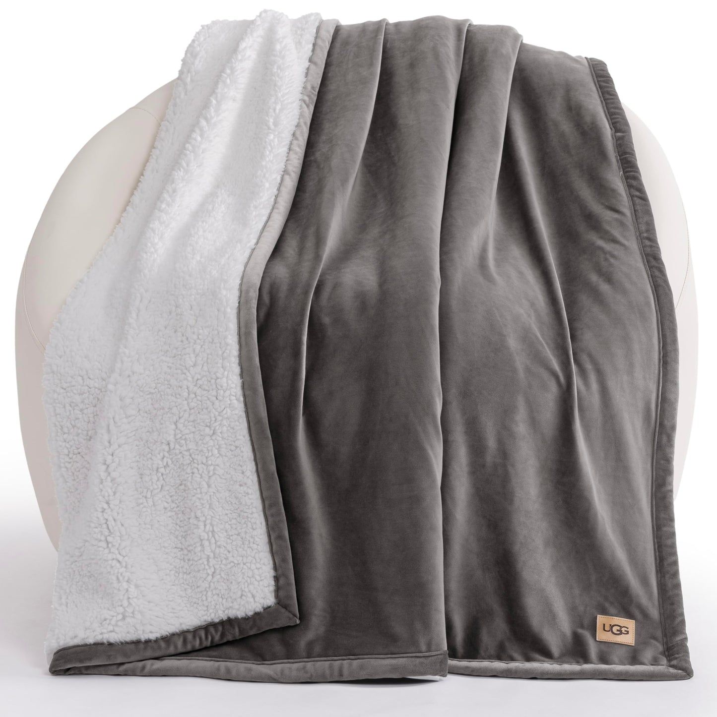 UGG Bliss Throw Blanket Plush Soft Fleece Fluffy Blankets for Bed or Couch Oversized Warm Reversible Machine Washable Medium Weight Home Decor Giftable Throw, 50-inch x 70-inch, Charcoal Grey