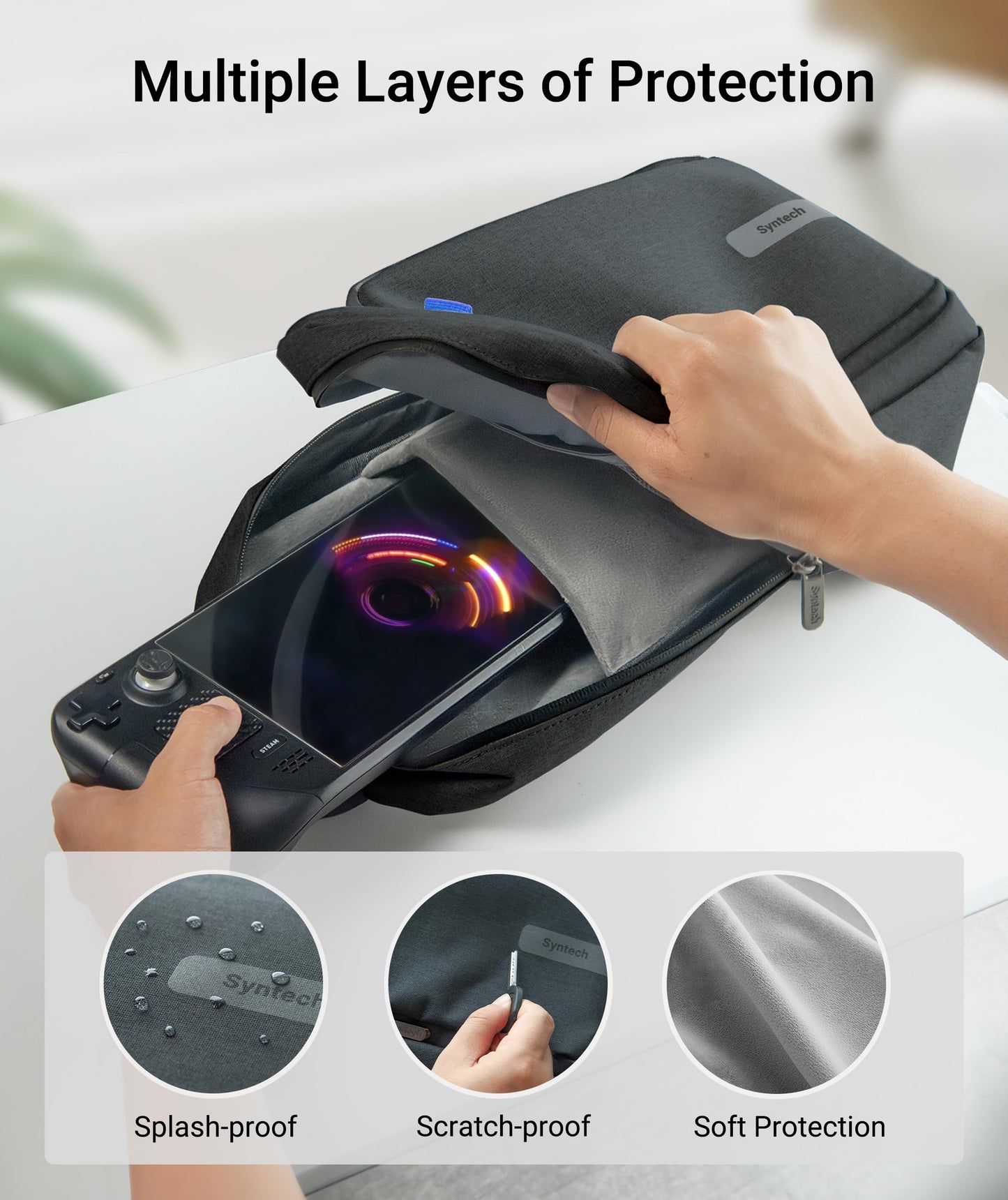Syntech Carrying Case Compatible with Steam Deck OLED/ROG Ally X/PlayStation Portal, Sling Bag for Nintendo Switch/Legion Go, Portable Travel Bag for Consoles & Accessories with Large Storage Space