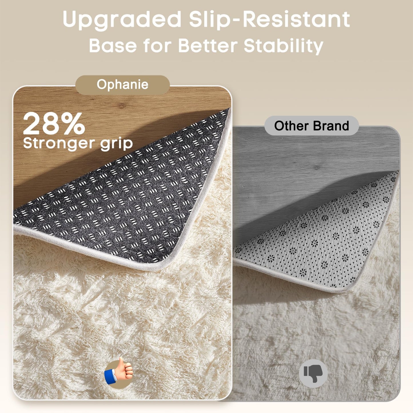 Ophanie 6x9 Area Rugs, Upgrade Non-Slip Fluffy Soft Rugs for Living Room, Large Shag Ivory Fuzzy Plush Rug, Shaggy Big Carpets for Bedroom, Kids Boys Girls Dorm Nursery Home Decor Aesthetic
