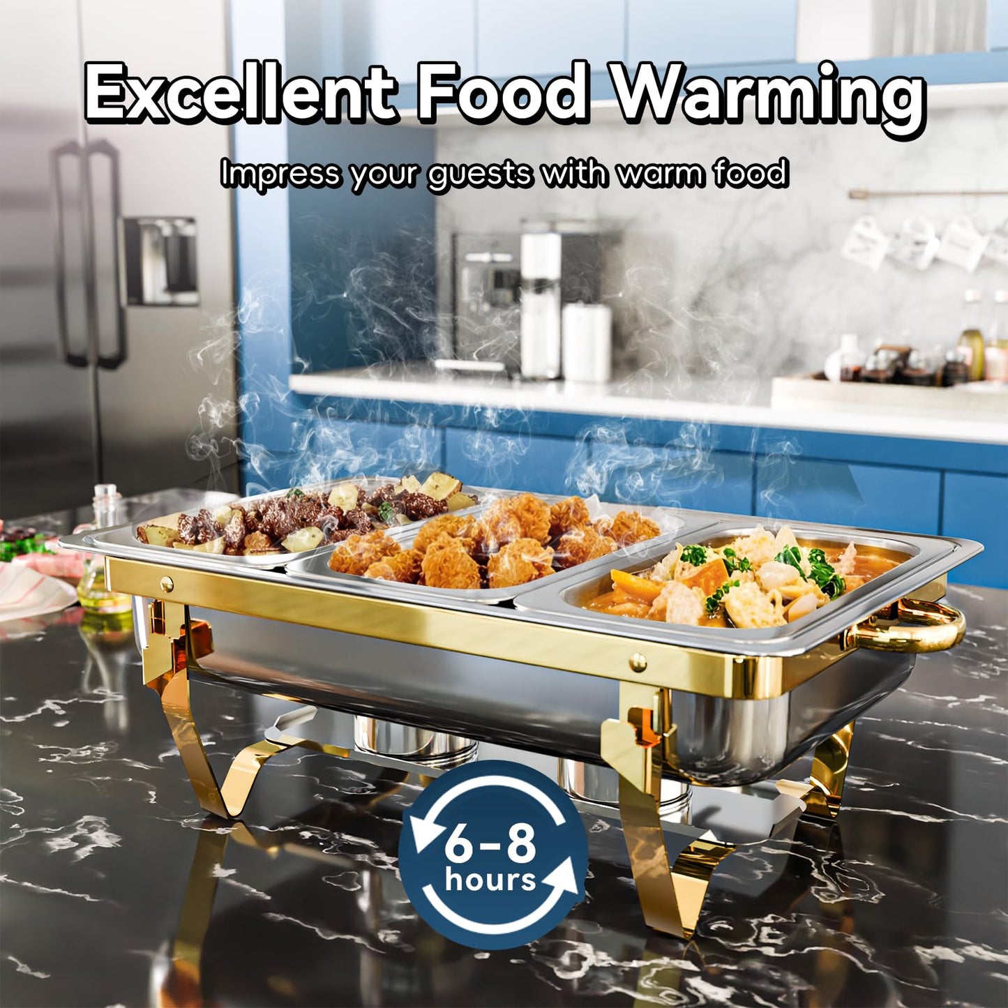 Amhier 9Qt 4 Pack [Multiple Food Pans Combo] Chafing Dishes for Buffet | High Grade [Durable and Hard] Chafing Dish for Parties, Events & Weddings, Indoors & Outdoors