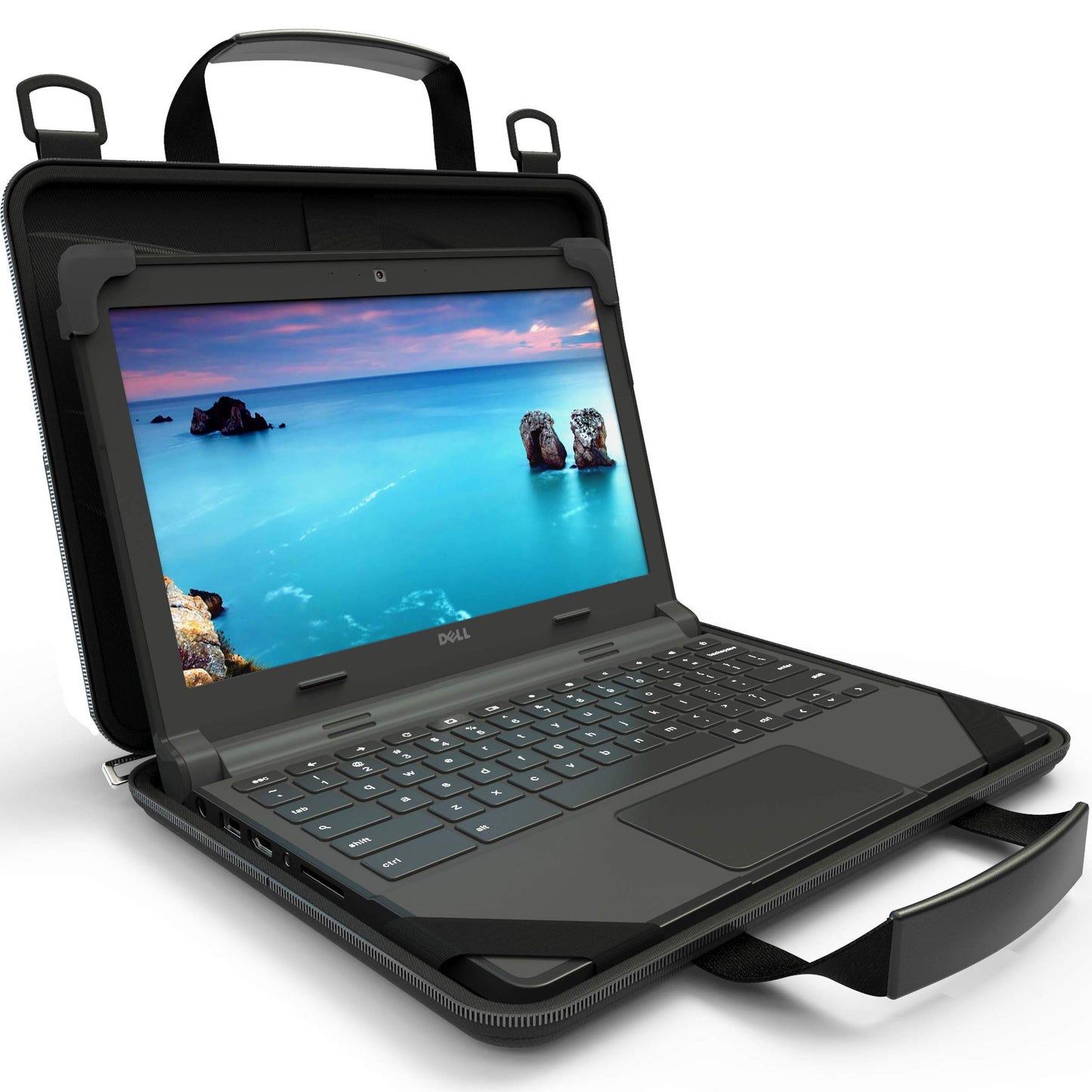 UZBL 13-14 Inch Always-on Chromebook Protective Hard Case with Adjustable Shoulder Strap and Carrying Handles